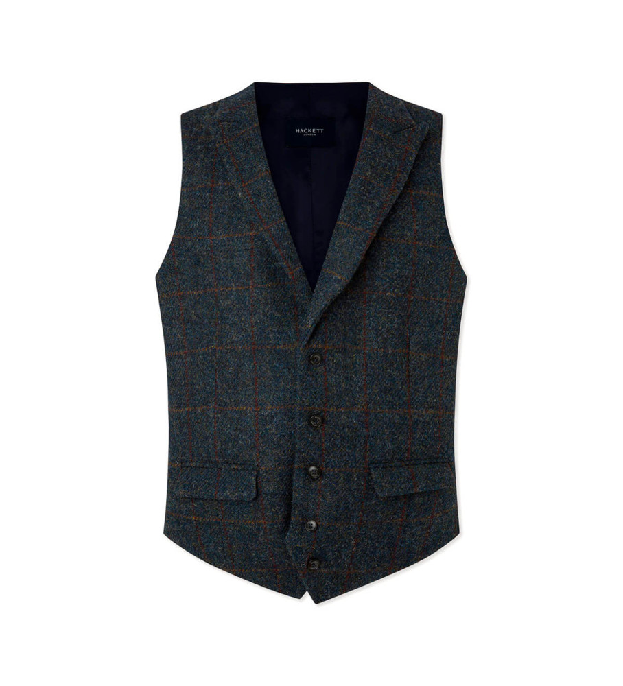 Hackett London für Herren. HM470488 Tweedweste navy (48/32), Lässig, Party, Wolle, Klassisch, Marine