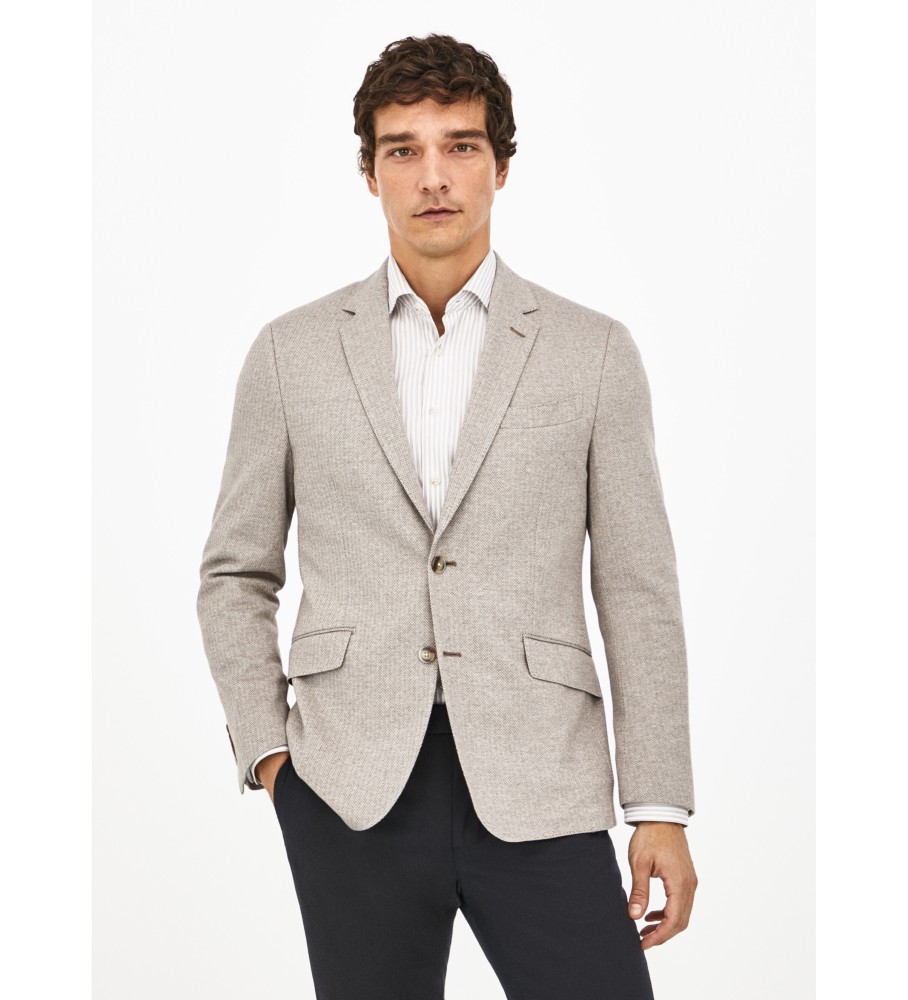 Hackett London für Herren. HM443079 Hbone Knit (42/32), Beige, Lässig, Party, Baumwolle, Klassisch