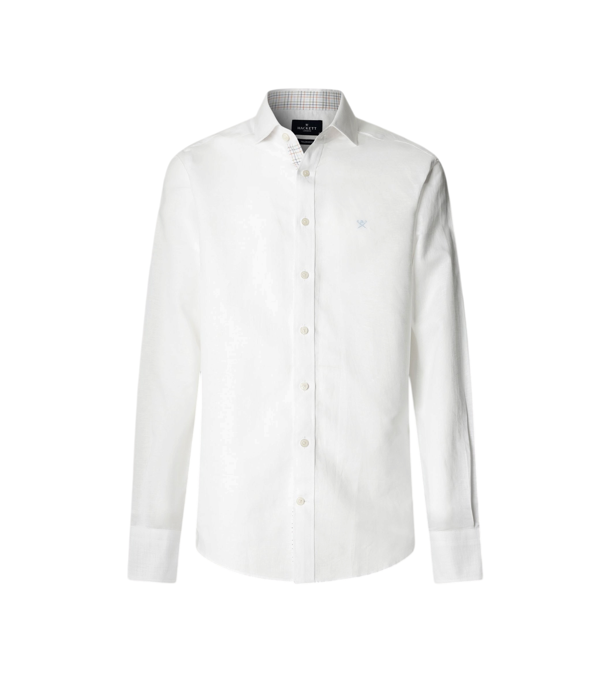 Hackett London für Herren. HM3010660 Weißes Leinenhemd (S), Lässig, Klassisch, Langarm