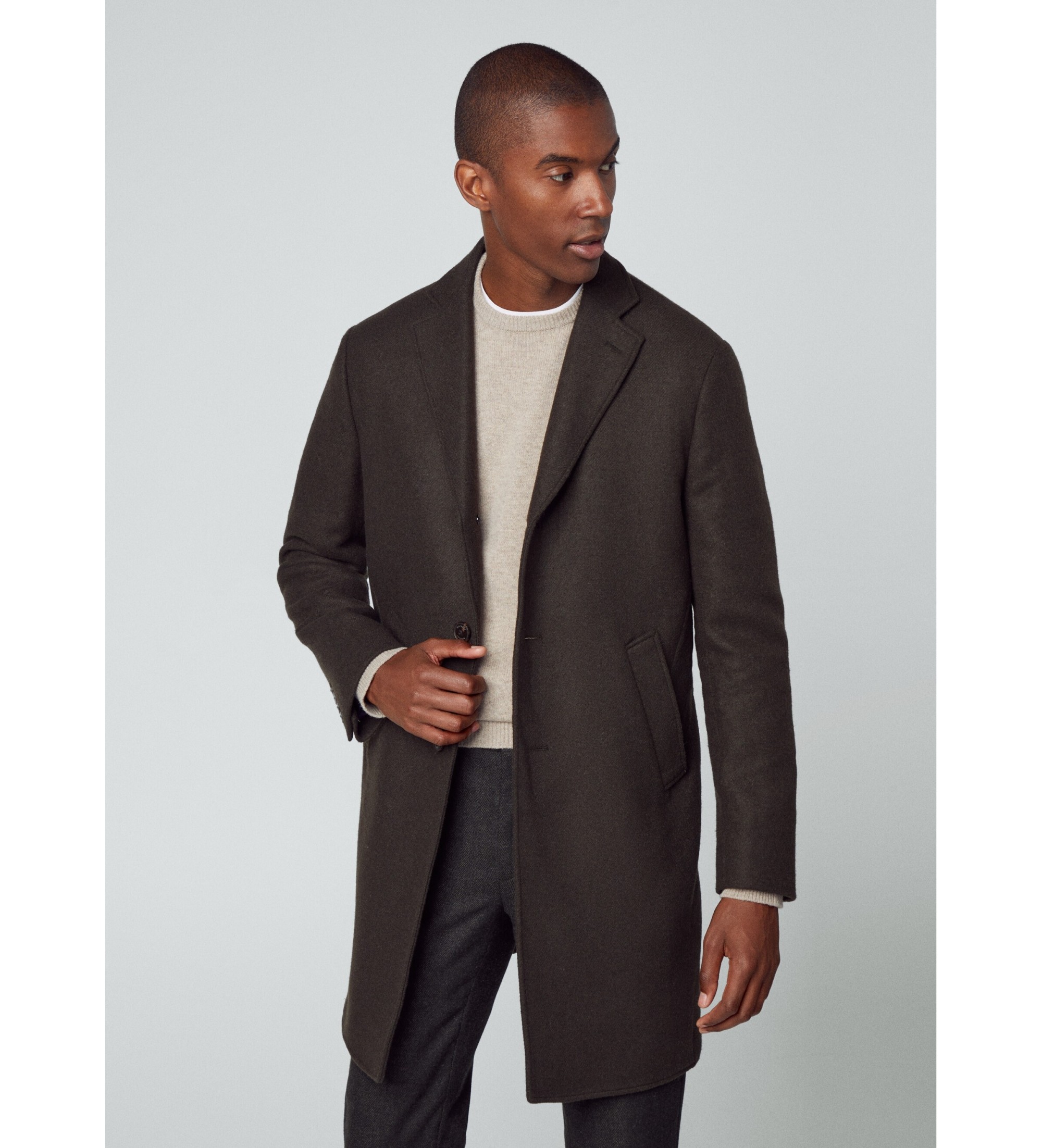 Hackett London für Herren. HM403051 Grey Dble Face Coat (36/32), Blau, Grau, Klassisch