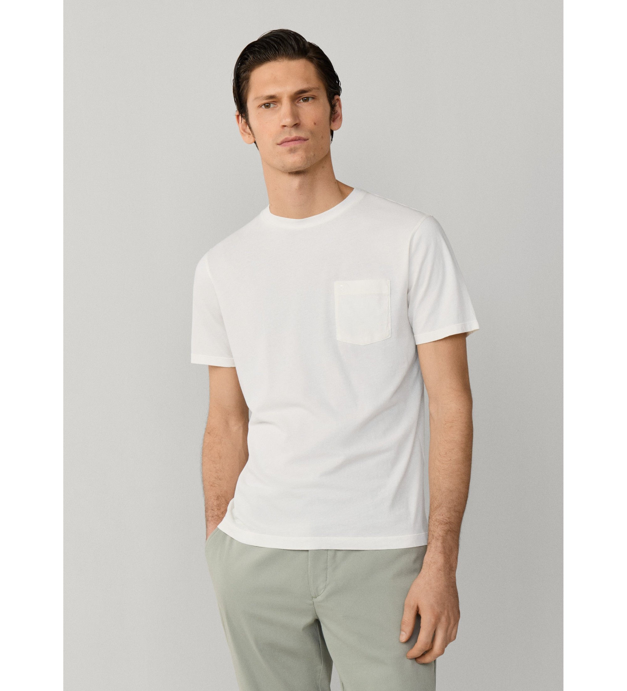 Hackett London für Herren. HM5000101 Taschen-T-Shirt weiß (L), Lässig, Baumwolle, Kurzarm