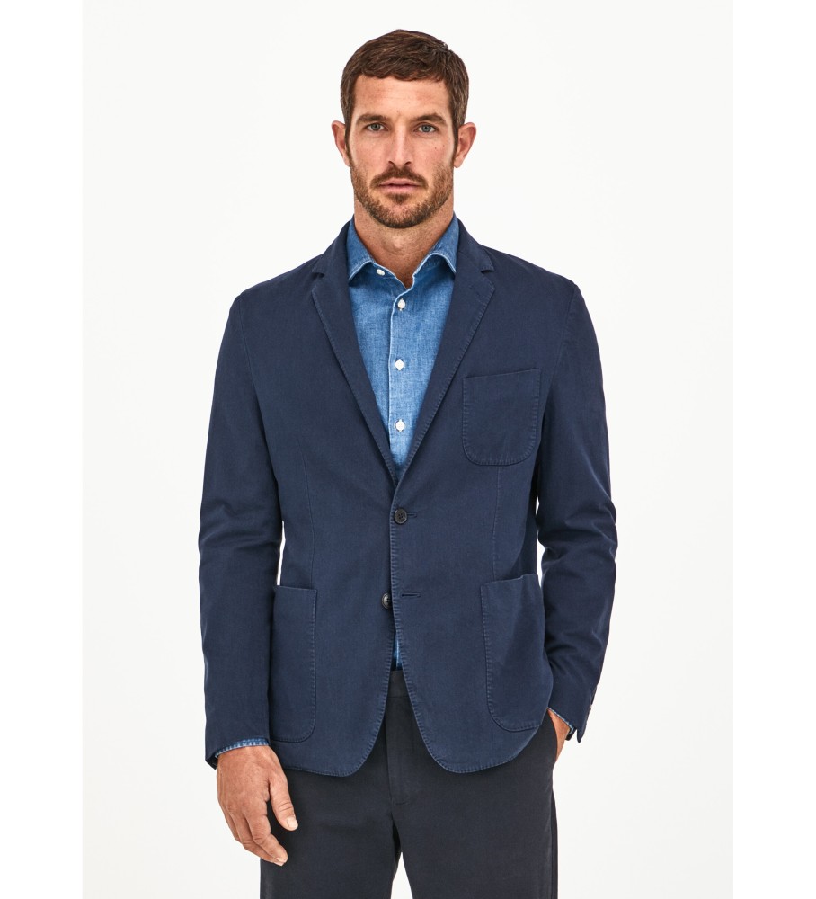 Hackett London für Herren. HM443065 Jacke Gmd Soft Str Twill Cc marine (40/32), Lässig, Lyocell