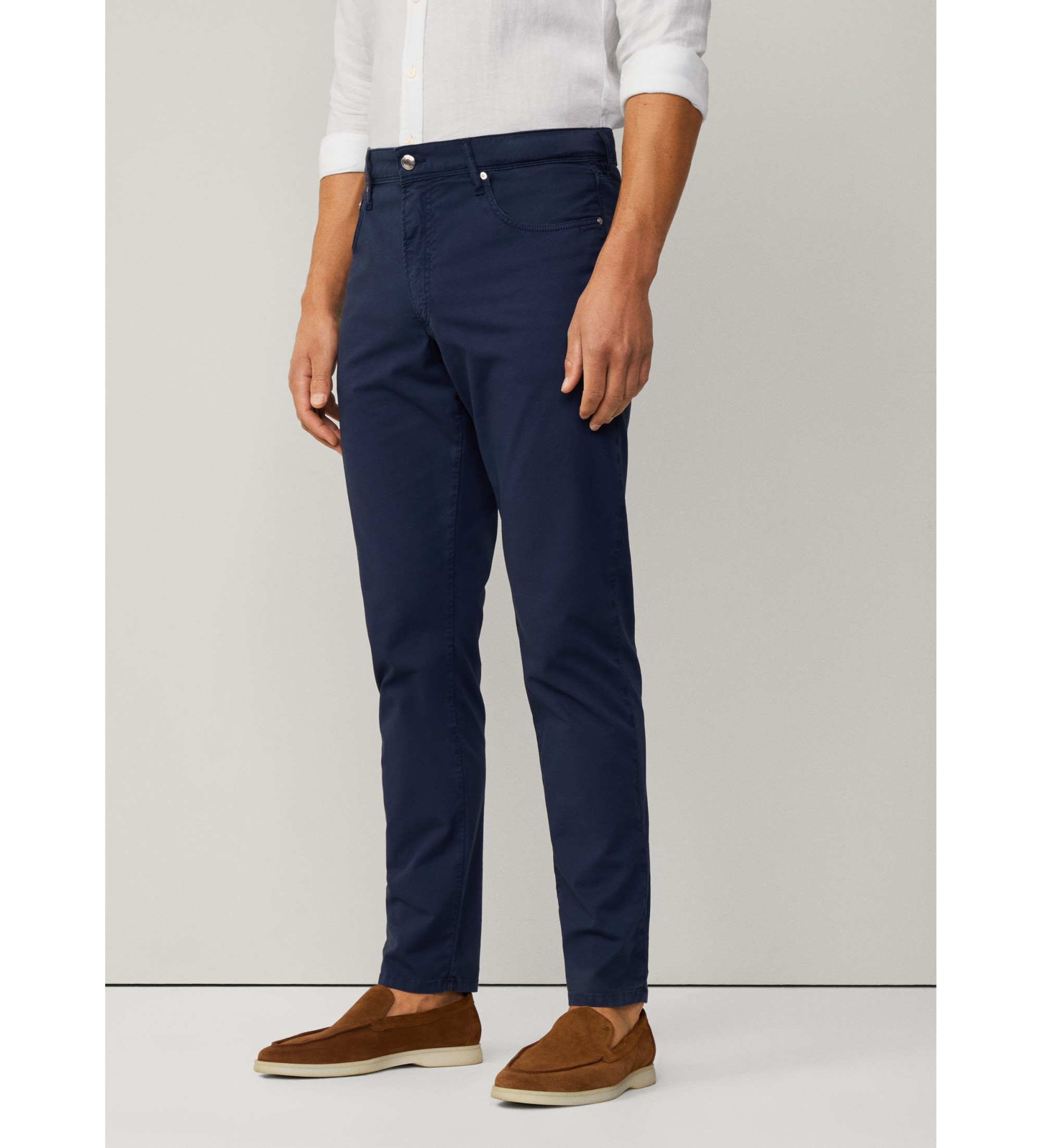 Hackett London für Herren. HM212698 Blaue Chino-Hose mit Textur (38/32), Lässig, Baumwolle