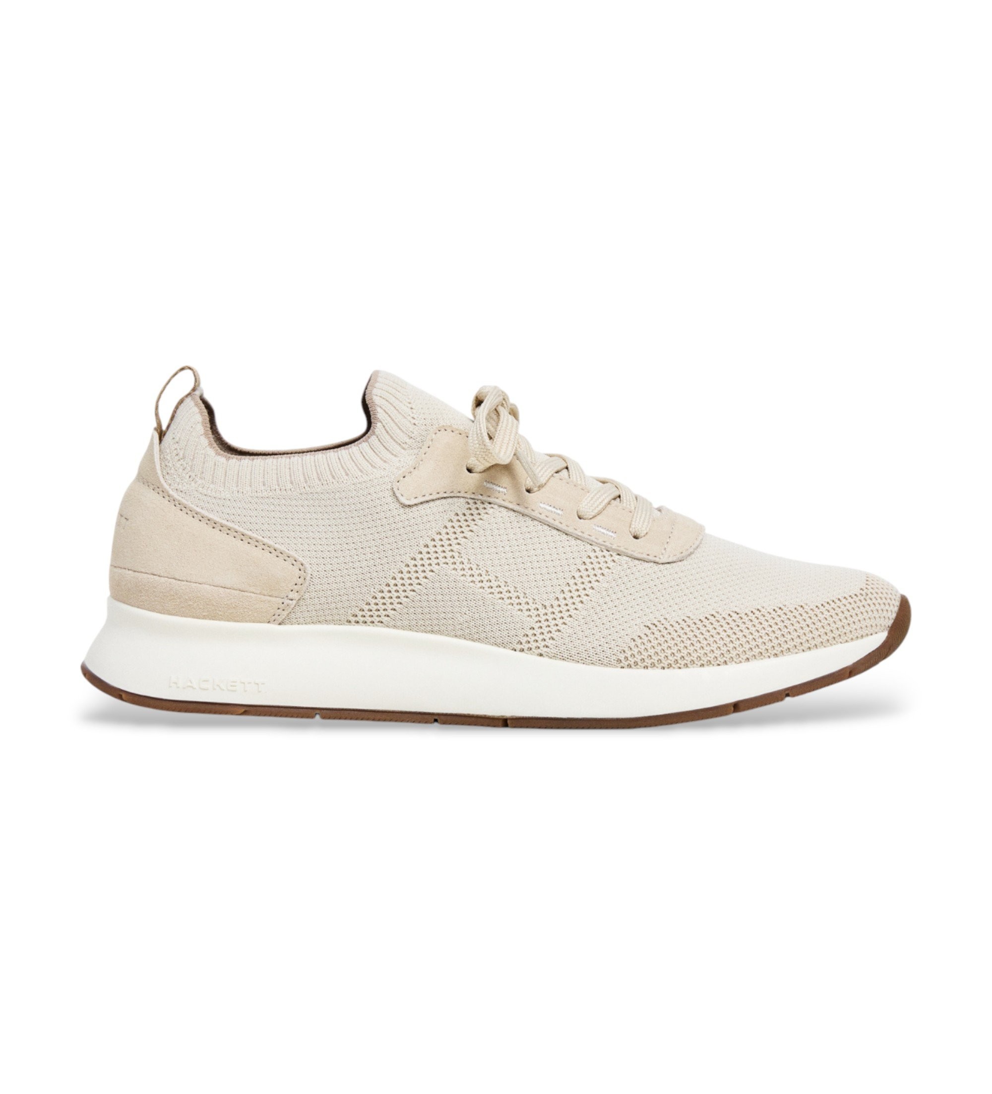 Hackett London für Herren. HMS200110 Turnschuhe Runner Knit off-white (45), Weiß, Wohnung, Schnürsenkel, Lässig