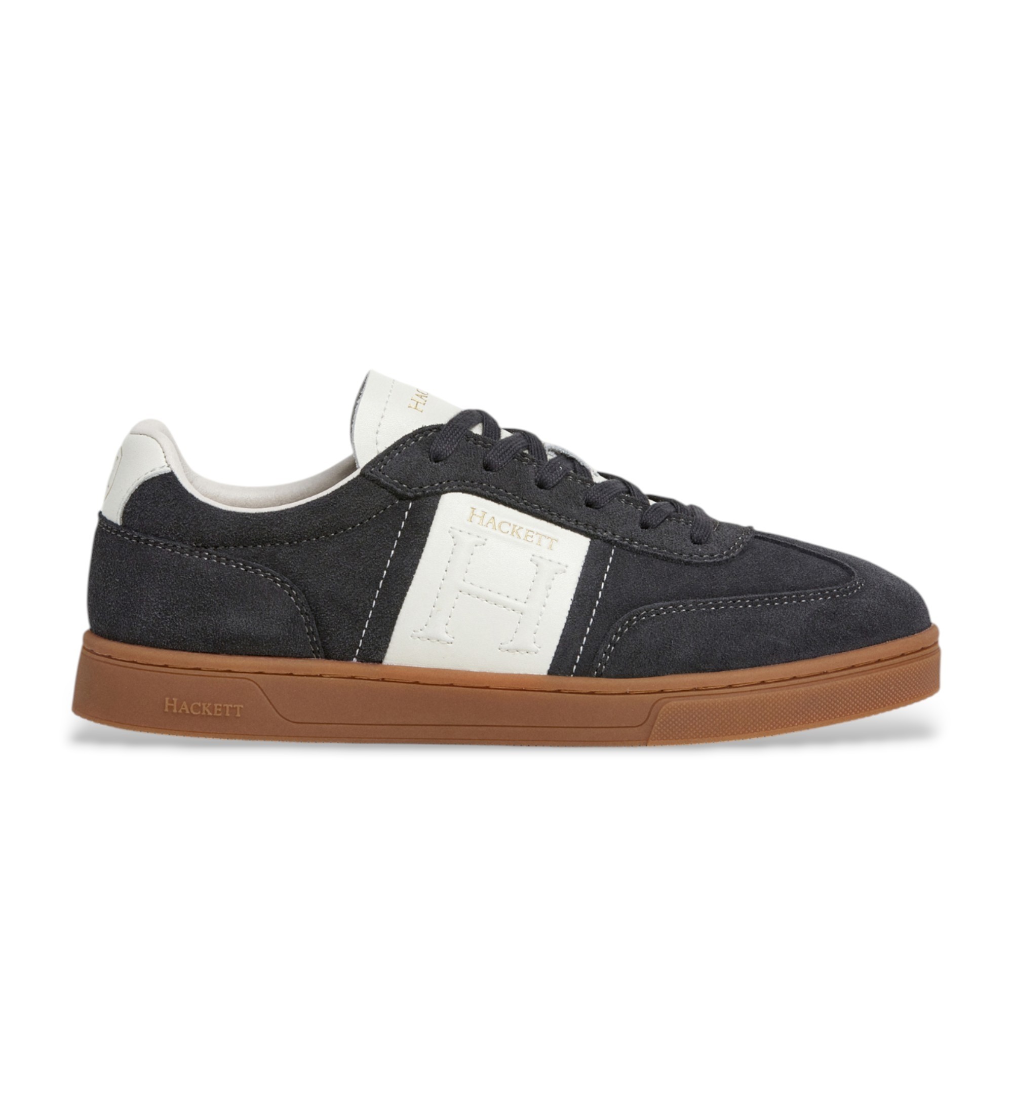 Hackett London für Herren. HMS200054 Harper League Leder Turnschuhe schwarz (43), Wohnung, Schnürsenkel, Lässig