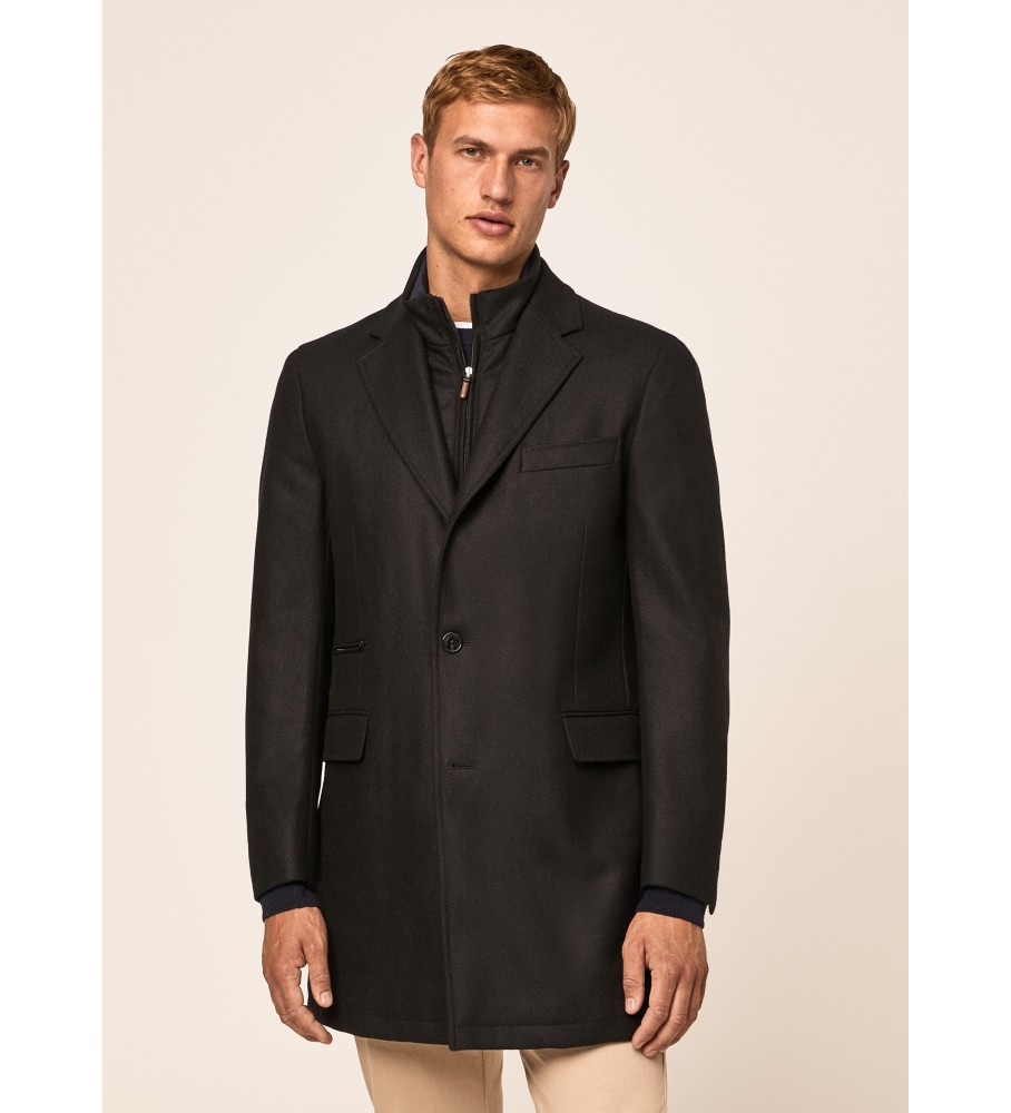 Hackett London für Herren. HM402802 Hbone Padded W/ Bib Coat schwarz (44/32), Lässig, Baumwolle