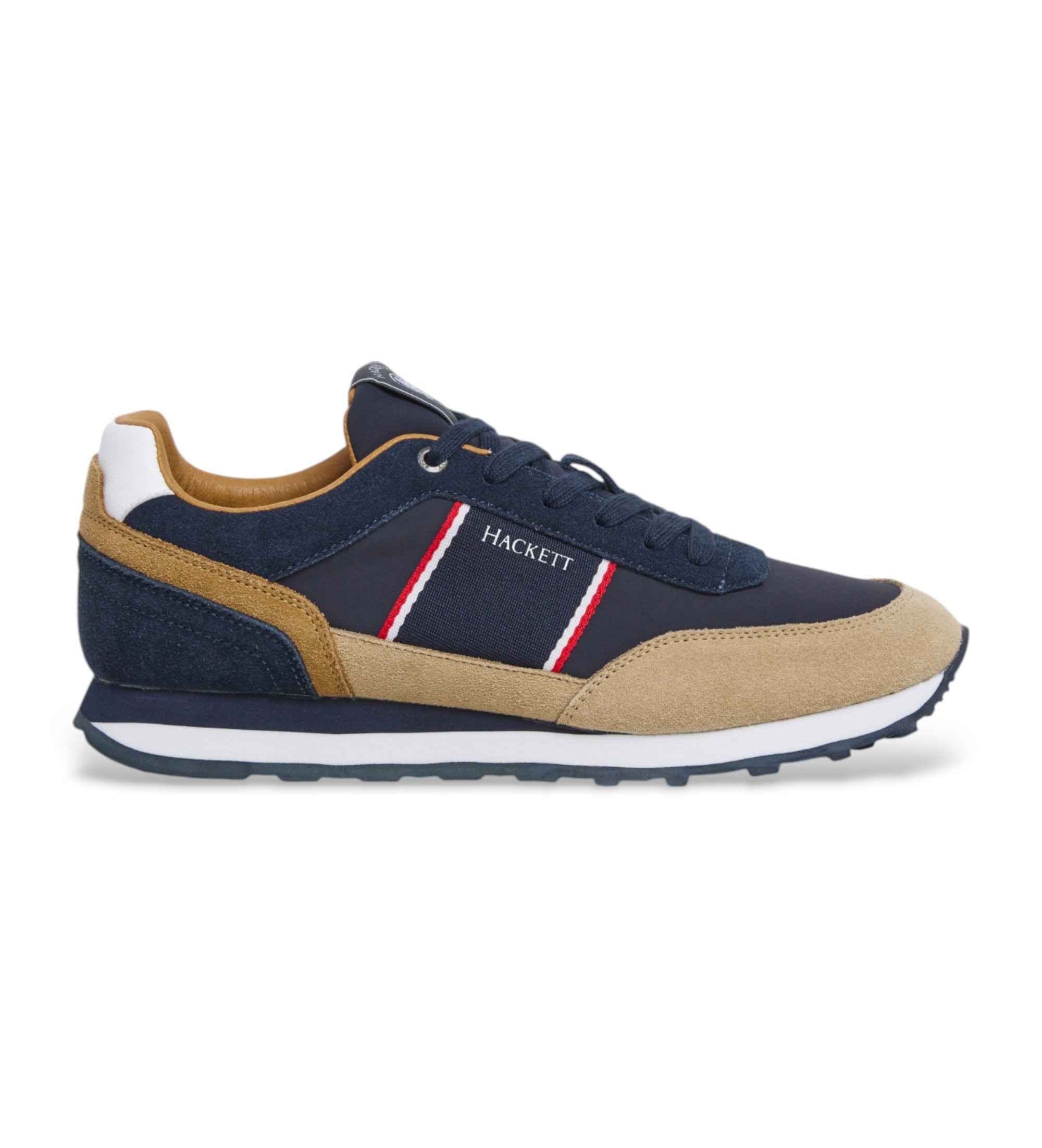 Hackett Londonvoor mannen. HMS21453 Hendfor Klassieke Leren Sneakers marine (42), Plat, Veters, Casual, Marineblauw