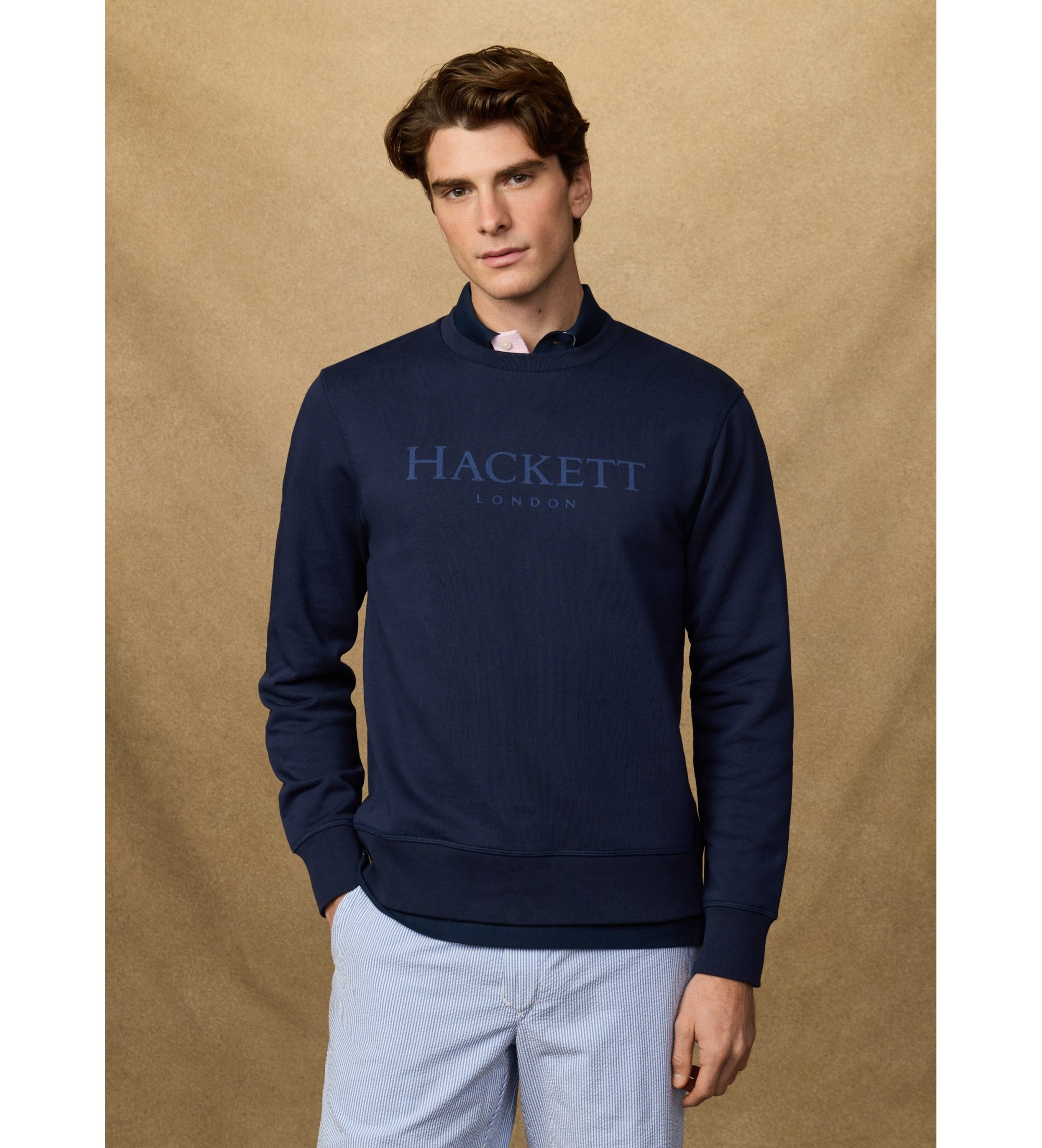 Hackett Londonvoor mannen. HM5800092 Heritage marine sweatshirt (M), Casual, Katoen, Marineblauw