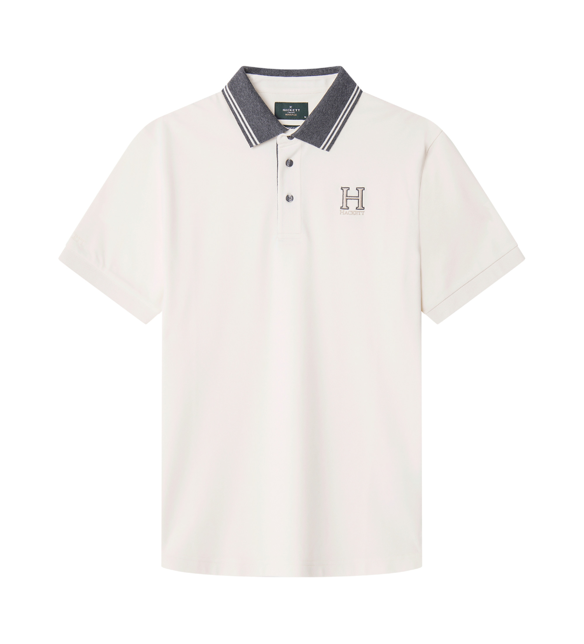 Hackett London für Herren. HM563381 Heritage Poloshirt in klassischer Passform weiß (XL), Lässig, Baumwolle, Kurzarm