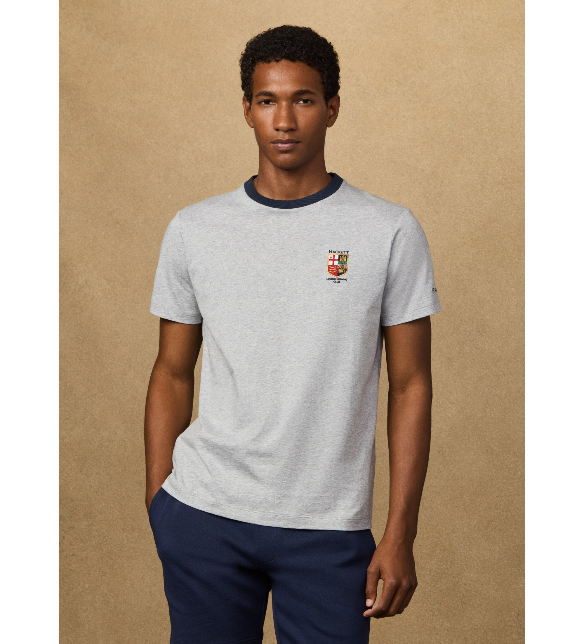 Hackett London für Herren. HM5000082 T-shirt Lrc fit klassisch grau (M), Lässig, Baumwolle, Kurzarm