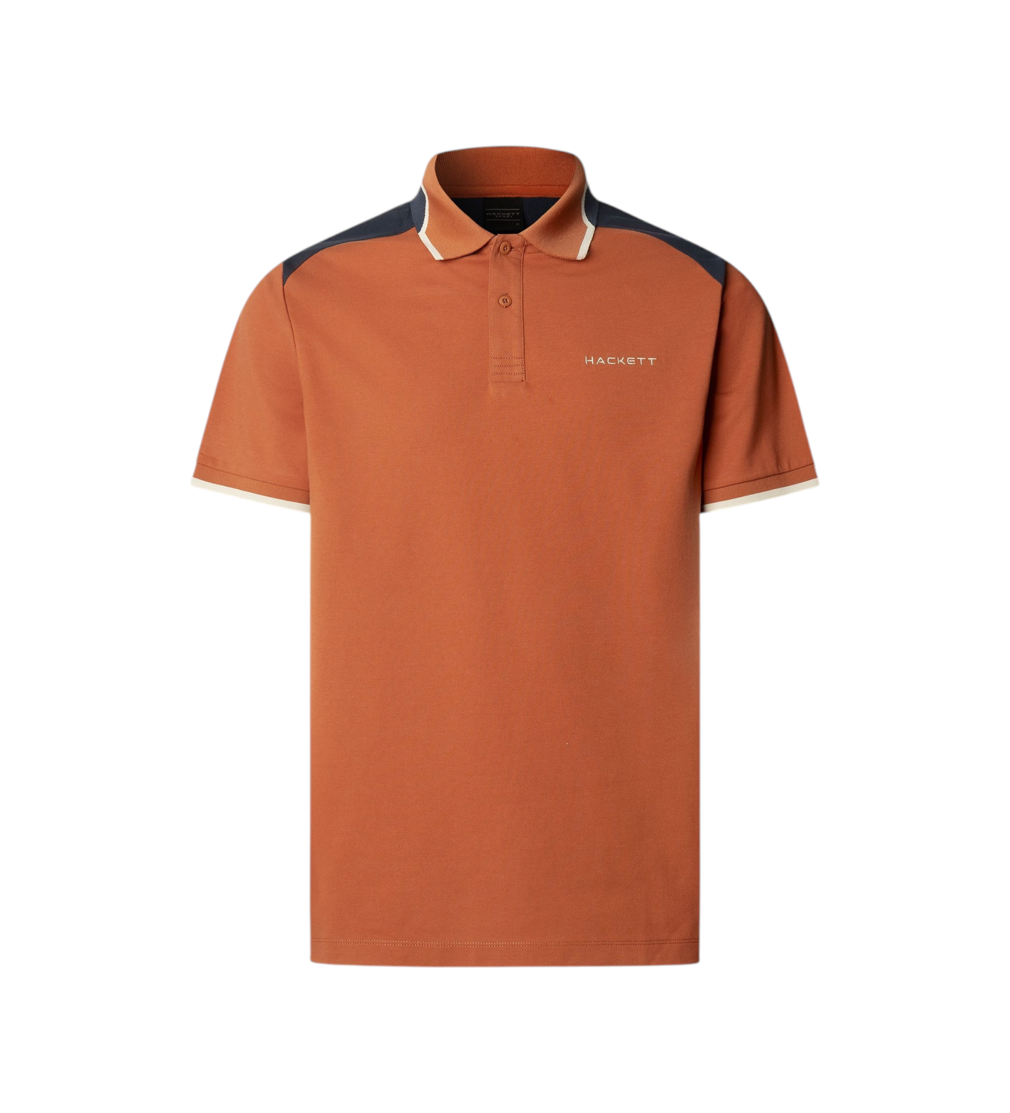 Hackett London für Herren. HM5600123 Poloshirt Colour Block orange (M), Lässig, Baumwolle, Kurzarm