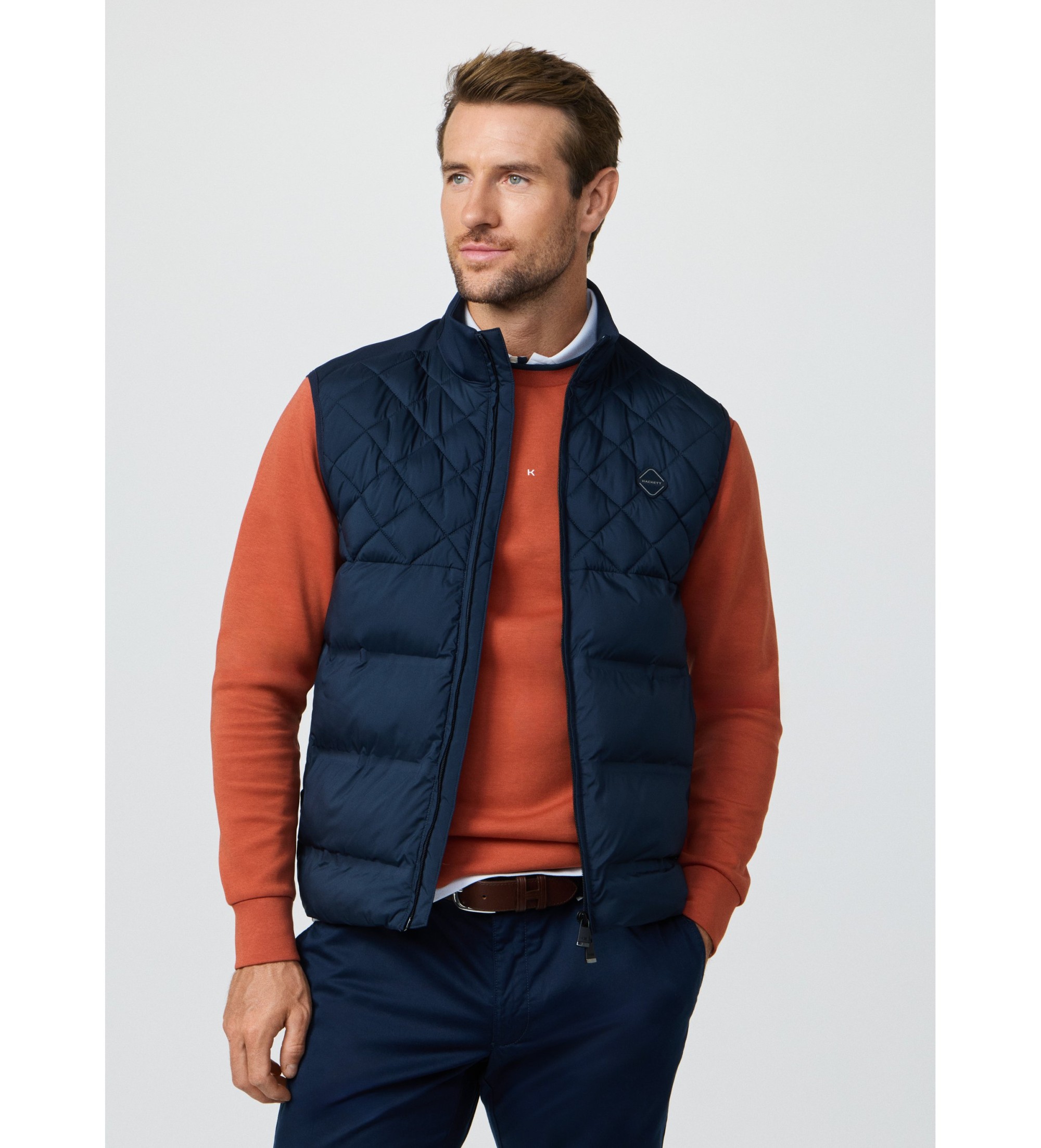 Hackett Londonvoor mannen. HM5800081 HS Hex Vest marine (S), Sportief, Polyester, Marineblauw