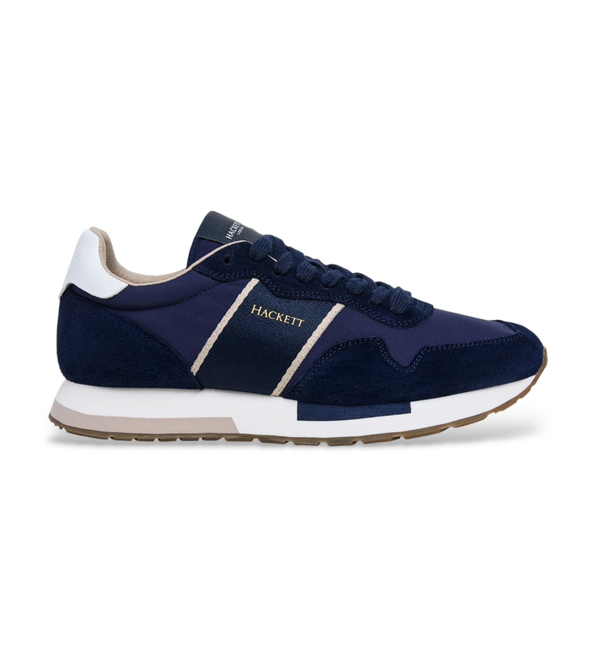Hackett London für Herren. HMS200088 Turnschuhe Keston Symbol navy (44), Leder, Wohnung, Schnürsenkel, Lässig, Marine