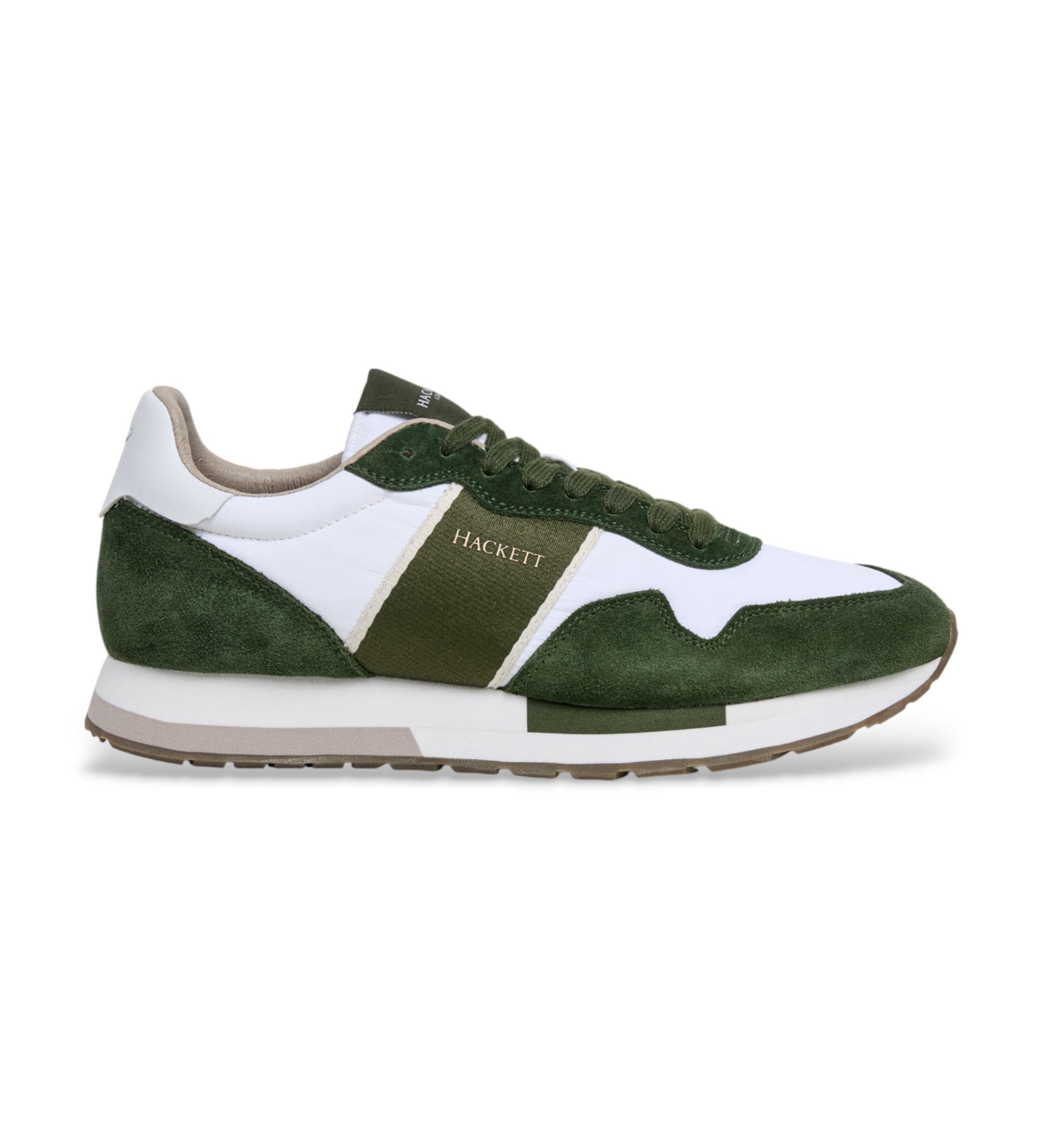 Hackett London für Herren. HMS200088 Turnschuhe Keston Symbol grün (42), Leder, Wohnung, Schnürsenkel, Lässig