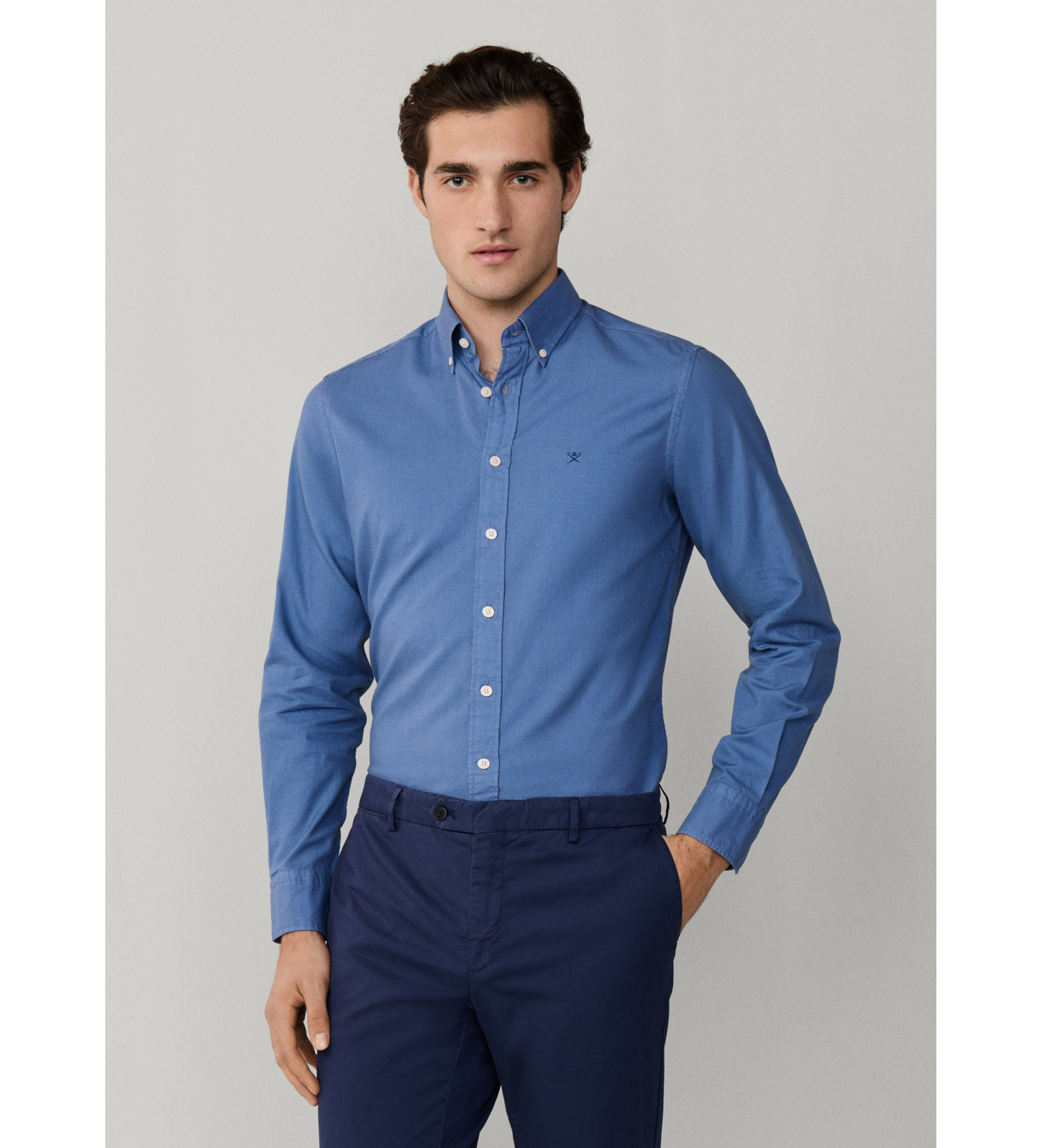 Hackett London für Herren. HM3010539 Oxford fit tailored shirt blau (M), Lässig, Party, Baumwolle, Klassisch, Langarm