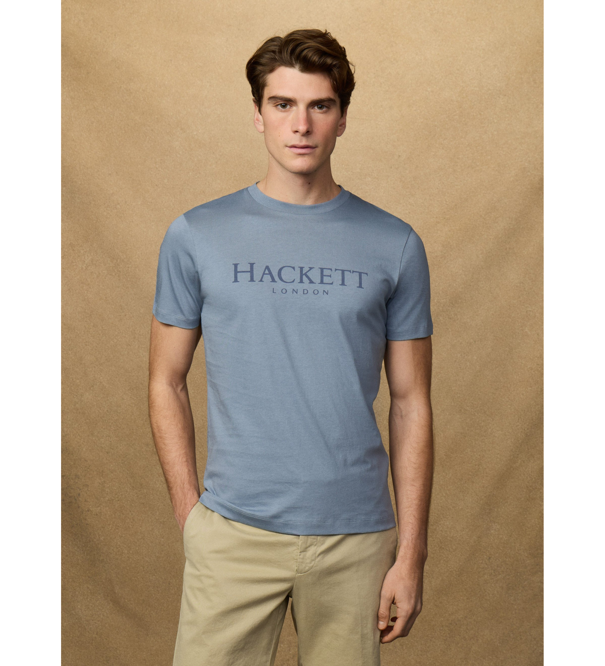 Hackett London für Herren. HM5000091 T-shirt mit Logo Fit Klassisch blau (XL), Lässig, Baumwolle, Kurzarm