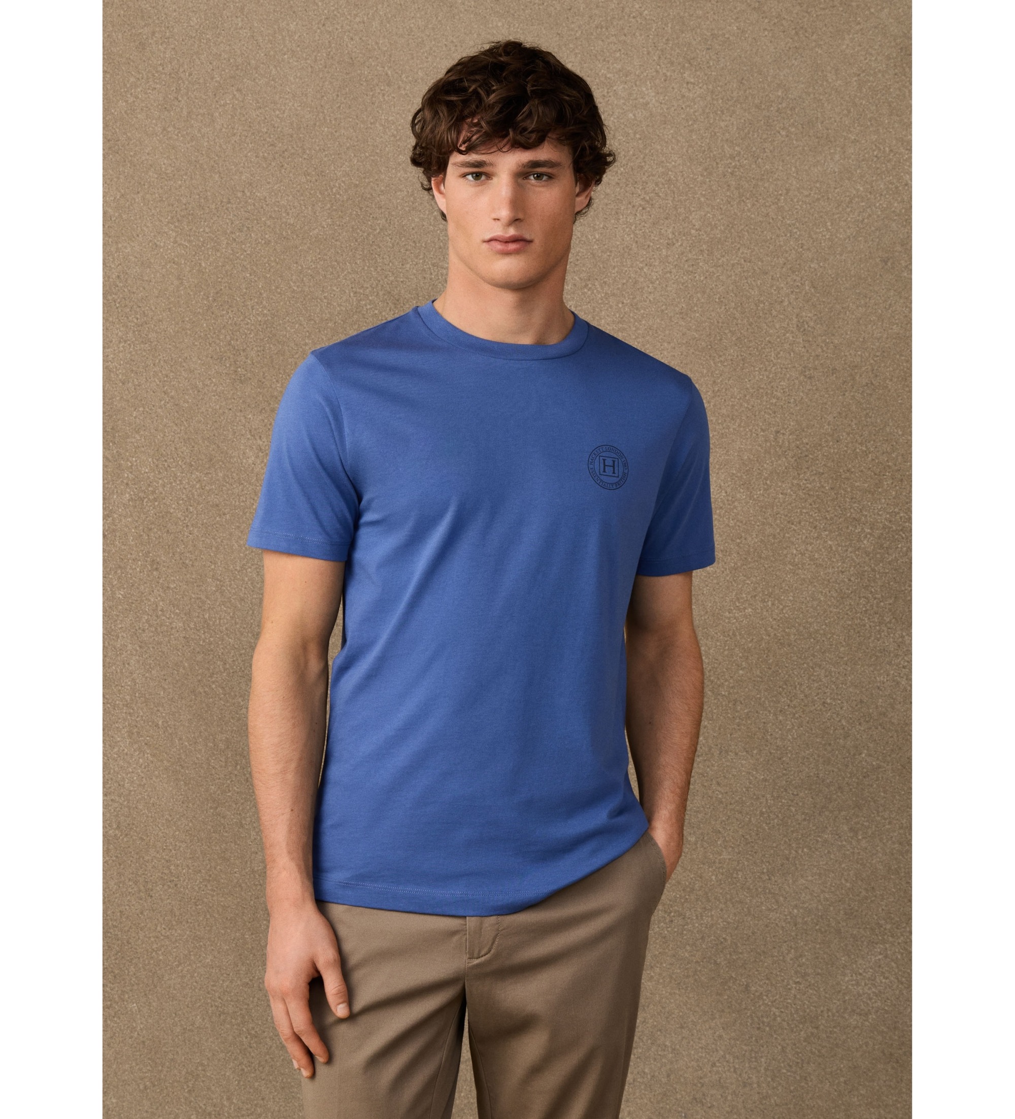 Hackett London für Herren. HM5000121 T-Shirt H blau (L), Lässig, Baumwolle, Kurzarm