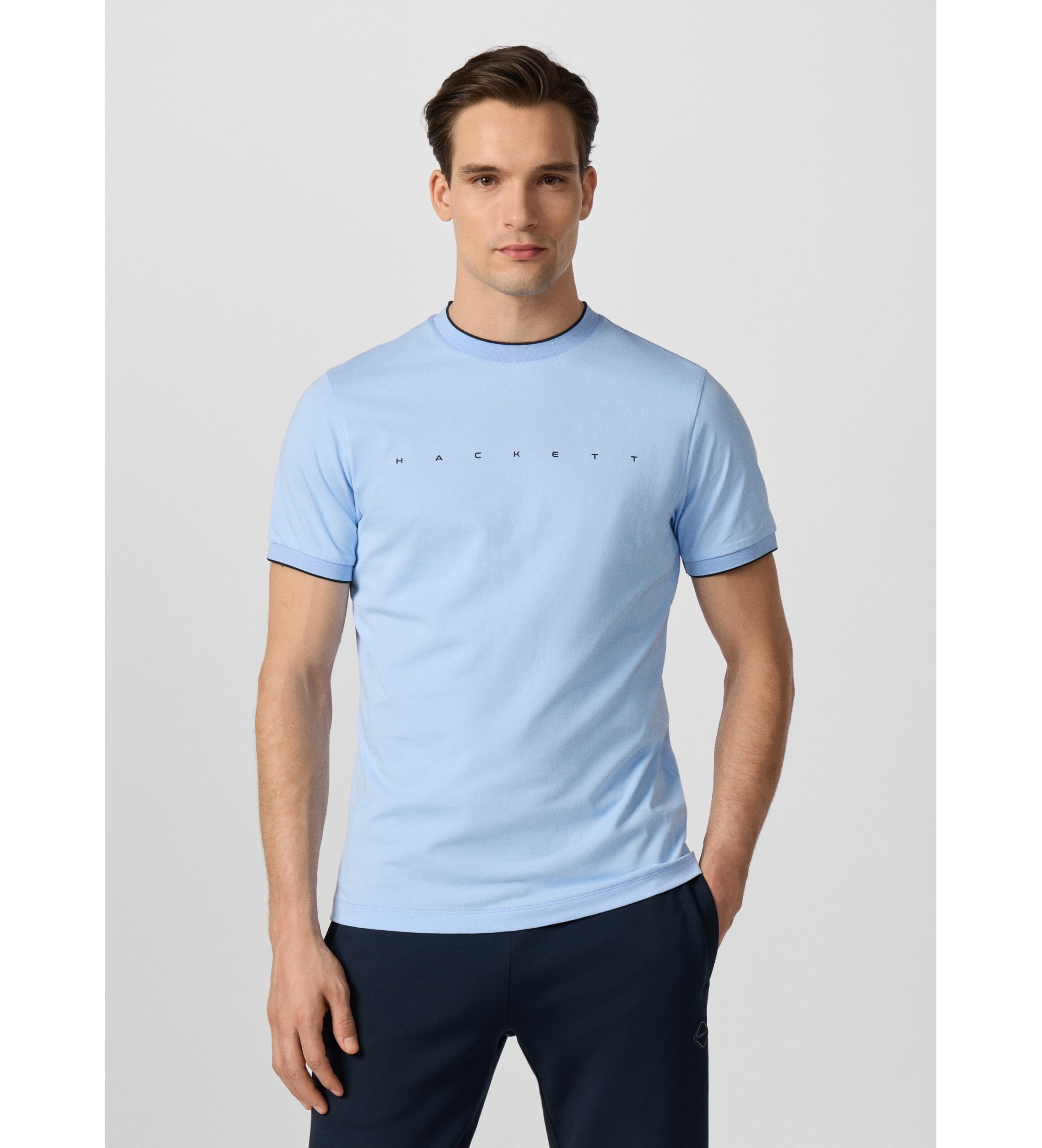 Hackett London für Herren. HM5000125 Hs Essential T-Shirt, blau (XXL), Lässig, Baumwolle, Kurzarm