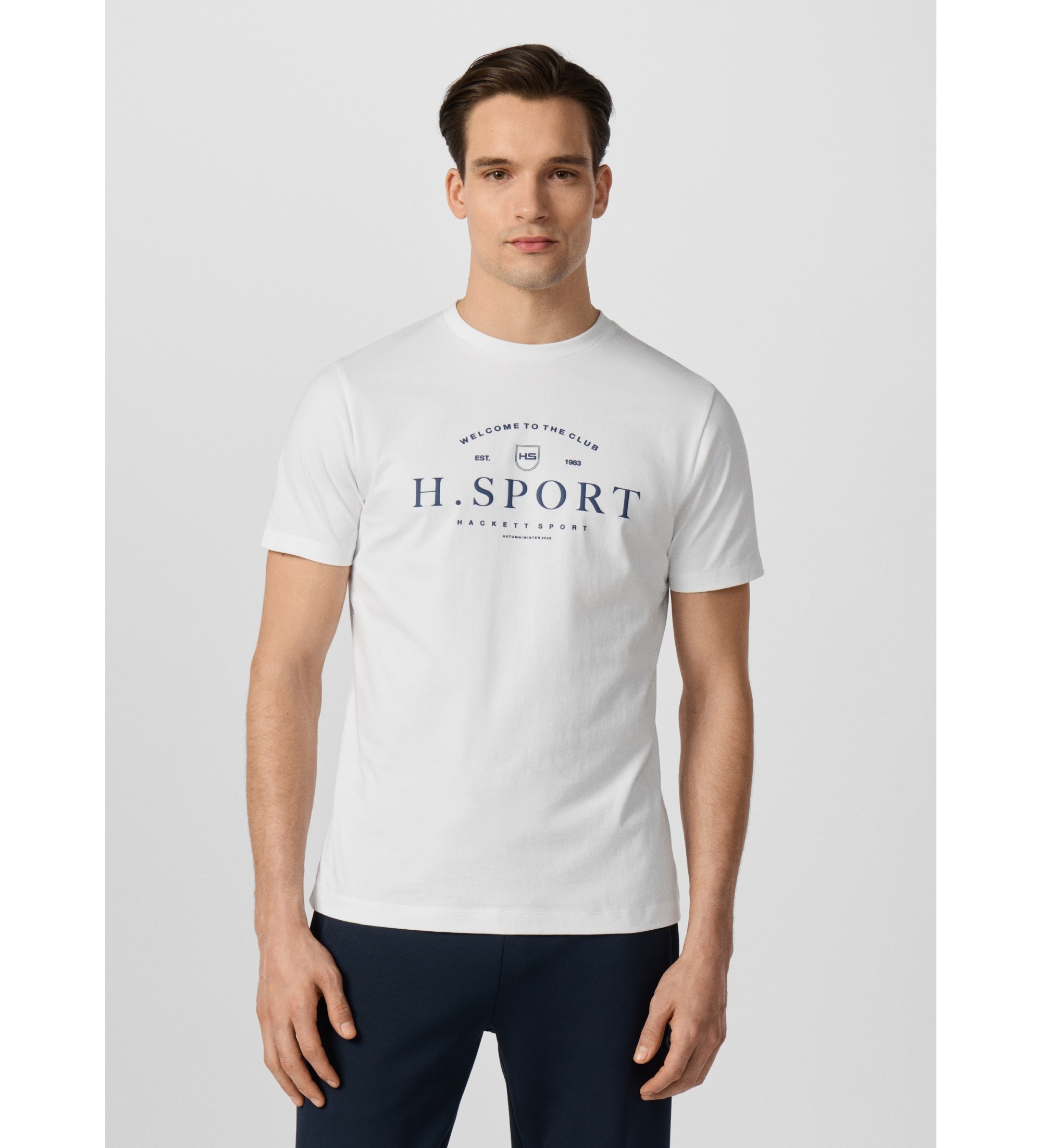 Hackett London für Herren. HM5000123 Weißes T-Shirt ?Hs Script? (S), Lässig, Baumwolle, Kurzarm