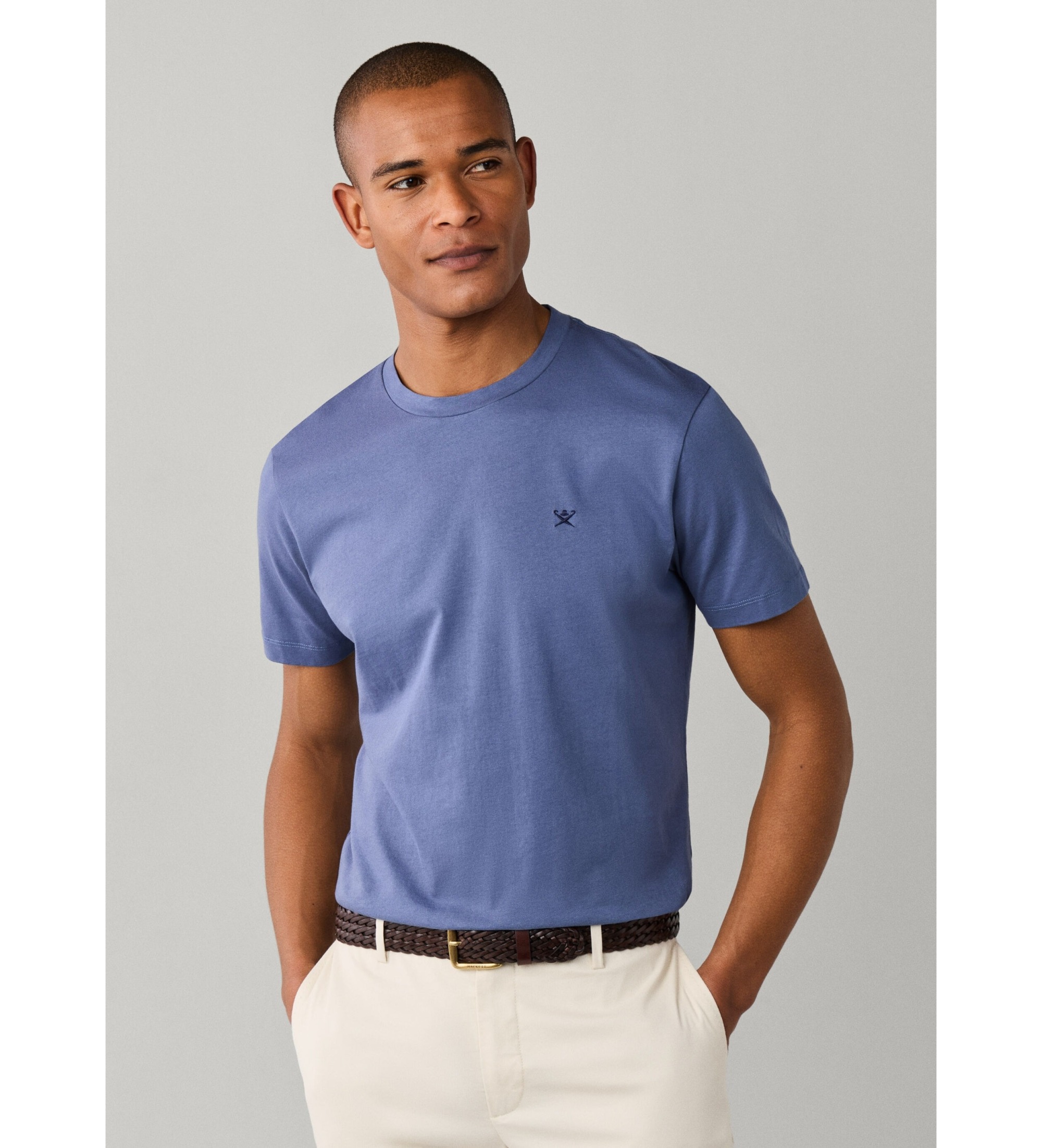Hackett London für Herren. HM5000128 Logo T-Shirt blau (M), Lässig, Baumwolle, Kurzarm