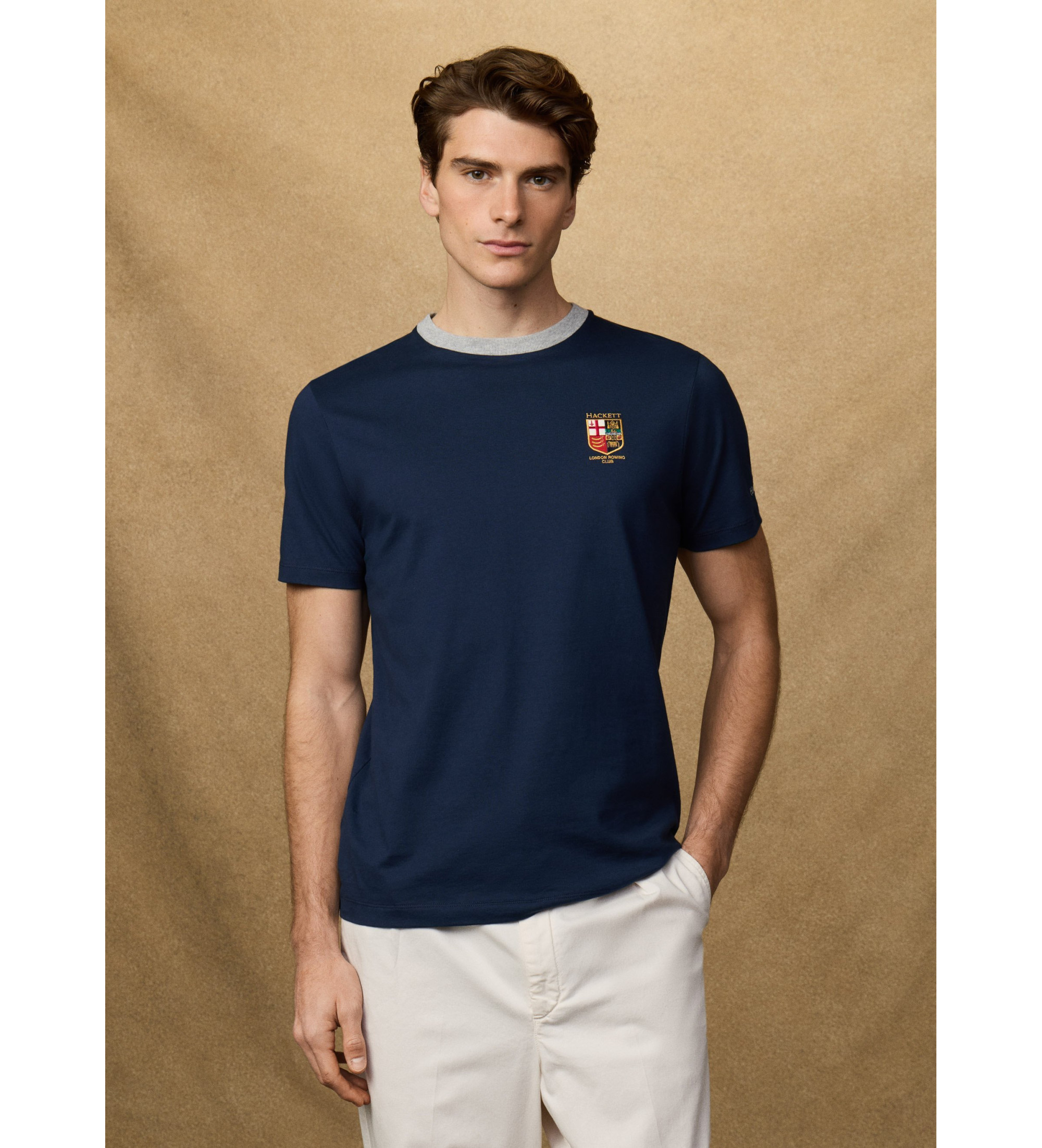 Hackett London für Herren. HM5000082 Lrc fit klassisch marineblau t-shirt (S), Lässig, Baumwolle, Kurzarm