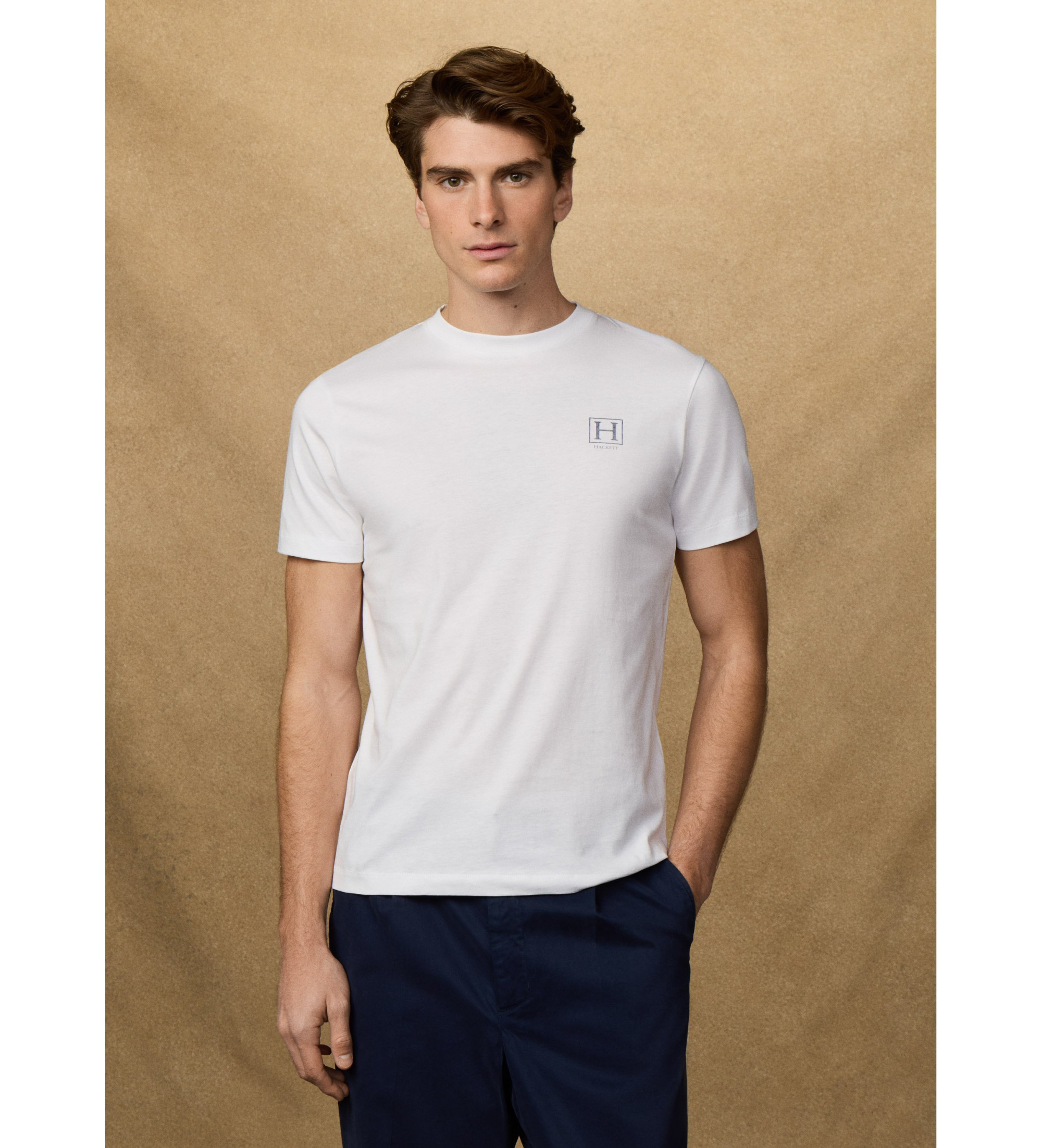 Hackett London für Herren. HM5000077 T-shirt Small Logo weiß (M), Lässig, Baumwolle, Kurzarm