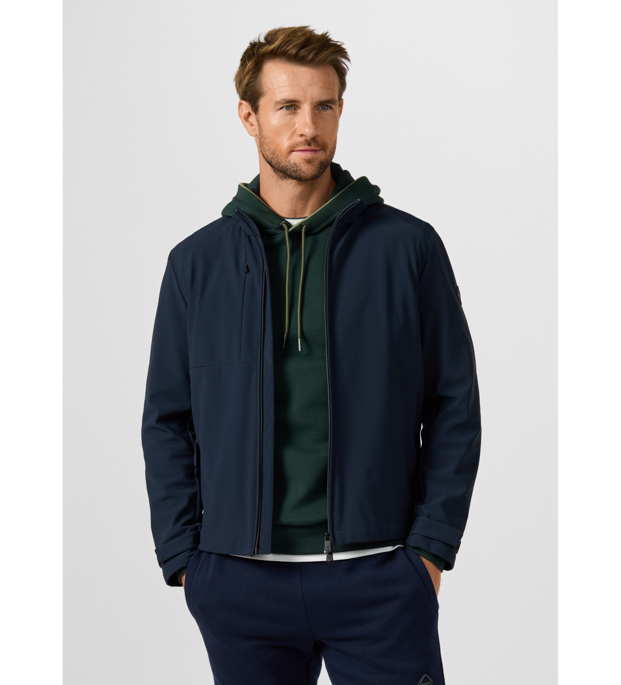 Hackett London für Herren. HM4000253 Blouson-Jacke aus Softshell, marineblau (3XL), Lässig, Polyamid