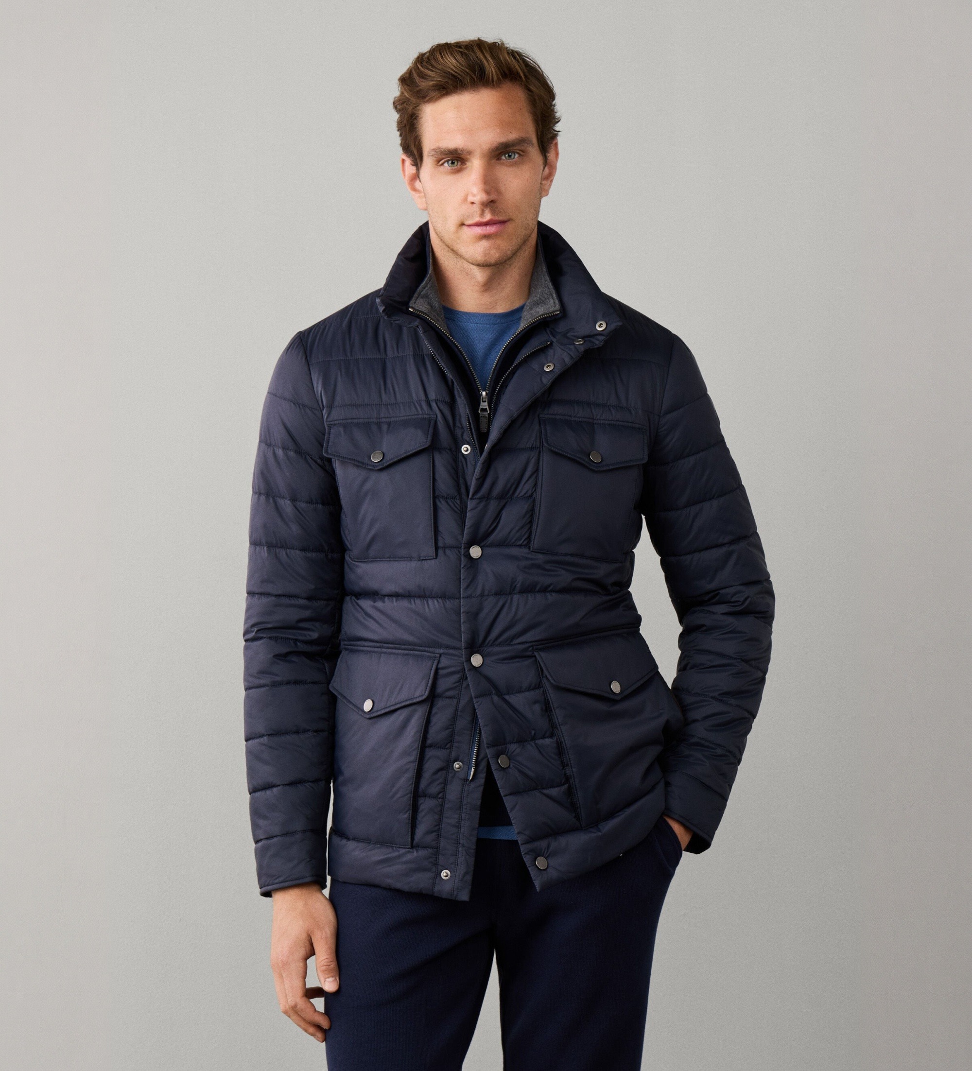 Hackett Londonvoor mannen. HM4000220 lichte gewatteerde reisjas velospeed marineblauw (XXL), Casual, Nylon