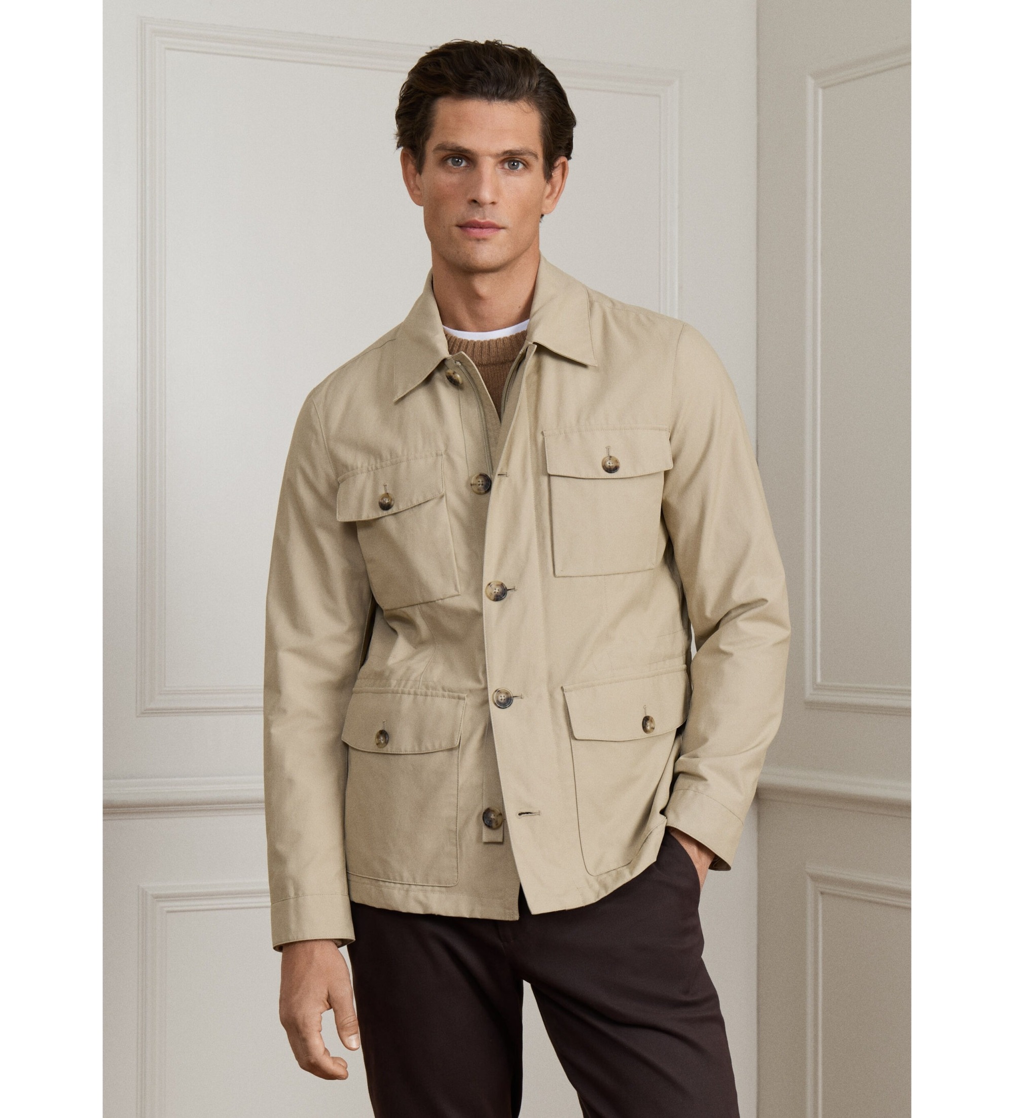 Hackett London für Herren. HM4000172 Sr Cotton Jacke beige (M), Lässig, Baumwolle, Klassisch