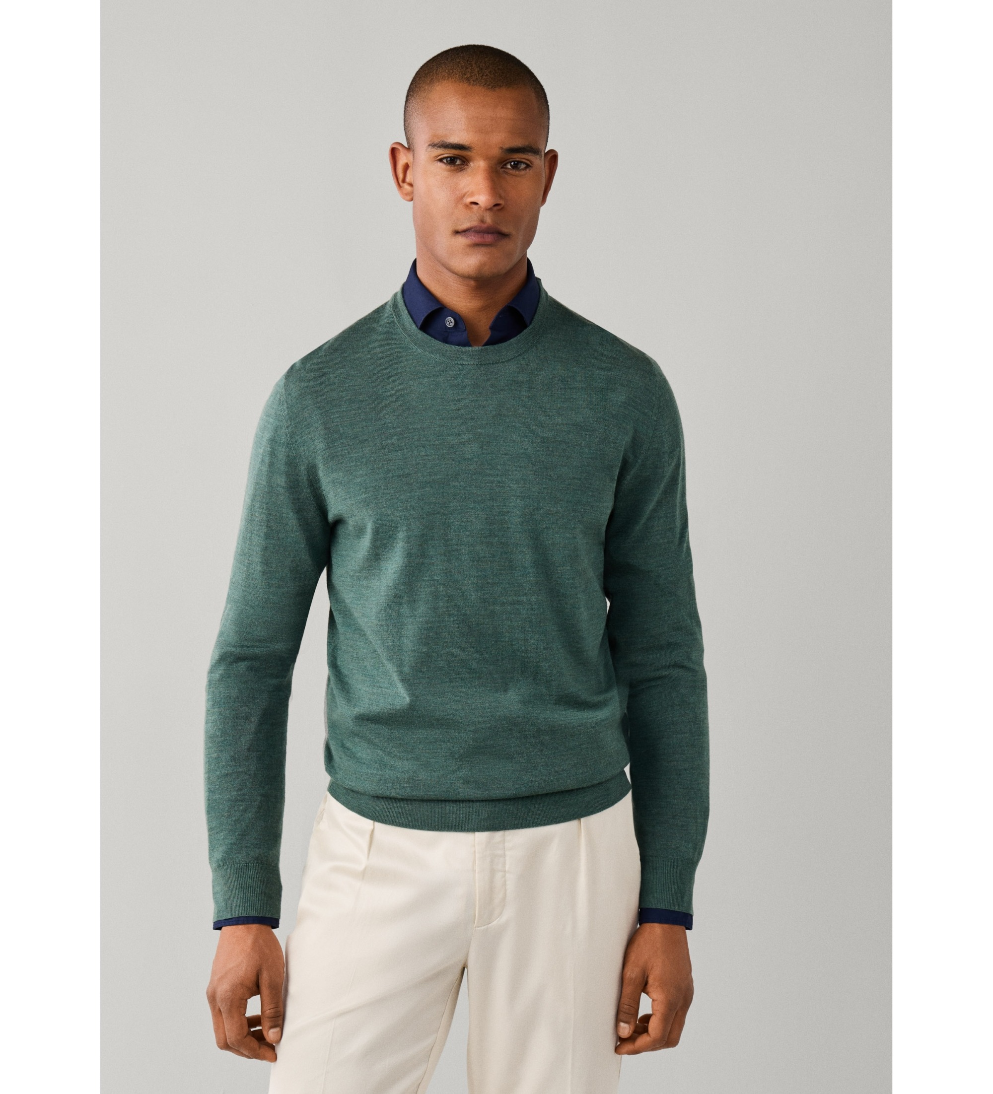 Hackett London für Herren. HM7000204 Ess Merino Crew-Pullover in Olivgrün (XL), Lässig, Wolle, Klassisch