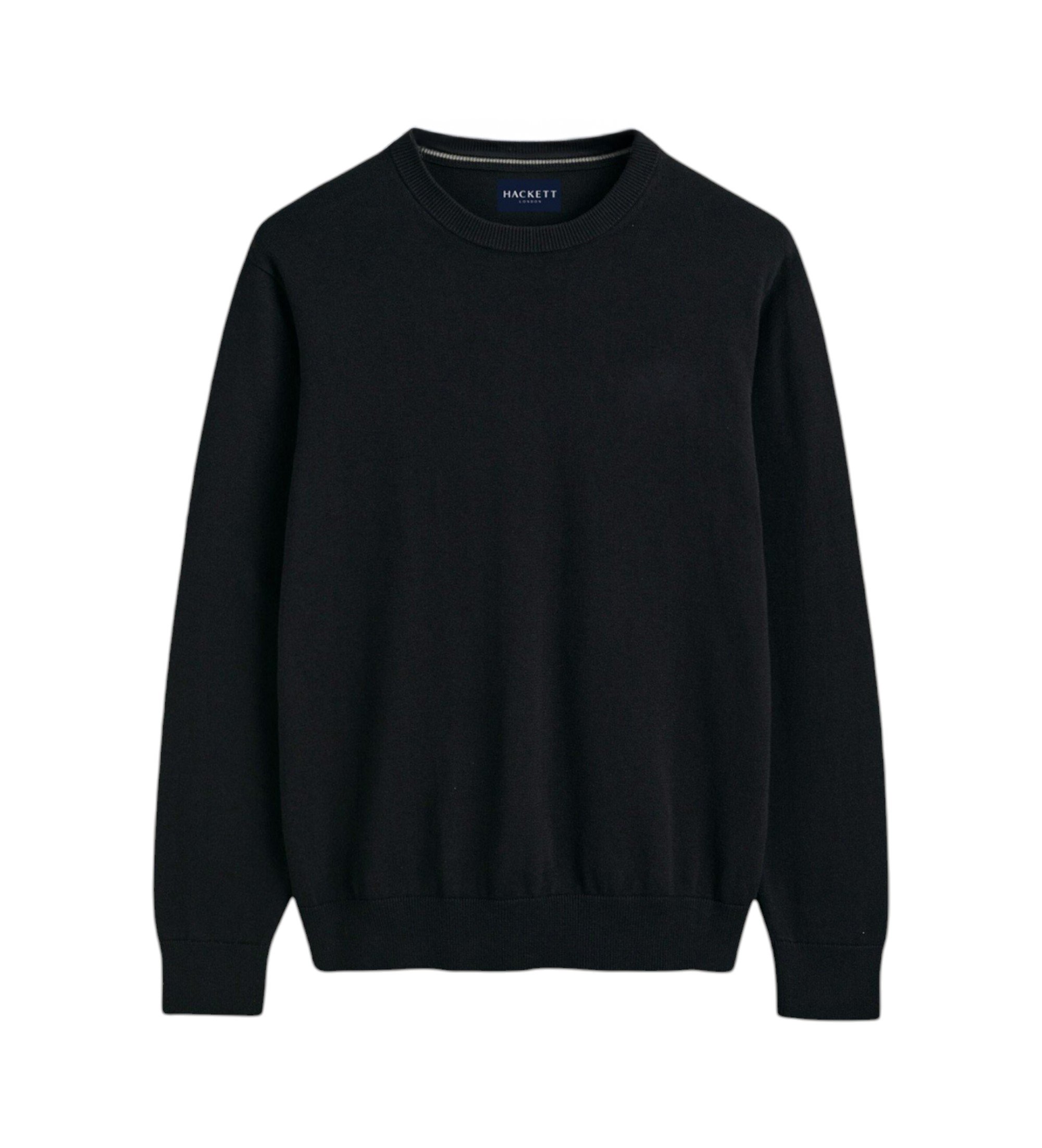 Hackett London für Herren. HM7000143 Einfarbiger marineblauer Pullover (M), Lässig, Baumwolle