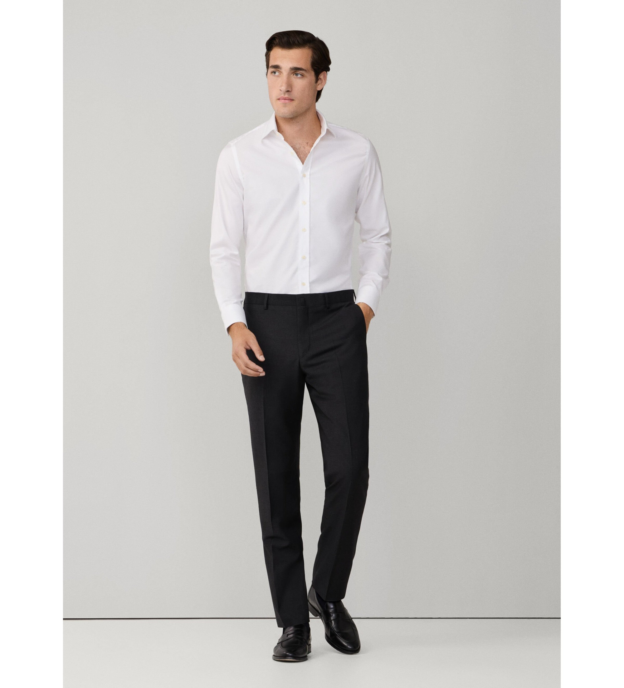 Hackett London für Herren. HM470591 Einfarbige Hose dunkelgrau (32), Lässig, Party, Wolle, Klassisch