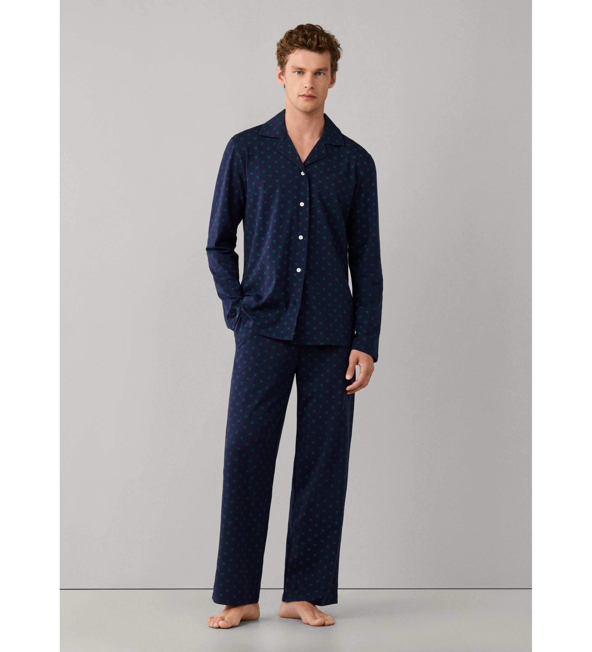 Hackett London für Herren. HMU200051 Marine-Pyjama-Set-Symbol (M), Heimtextilien, Baumwolle, Langarm
