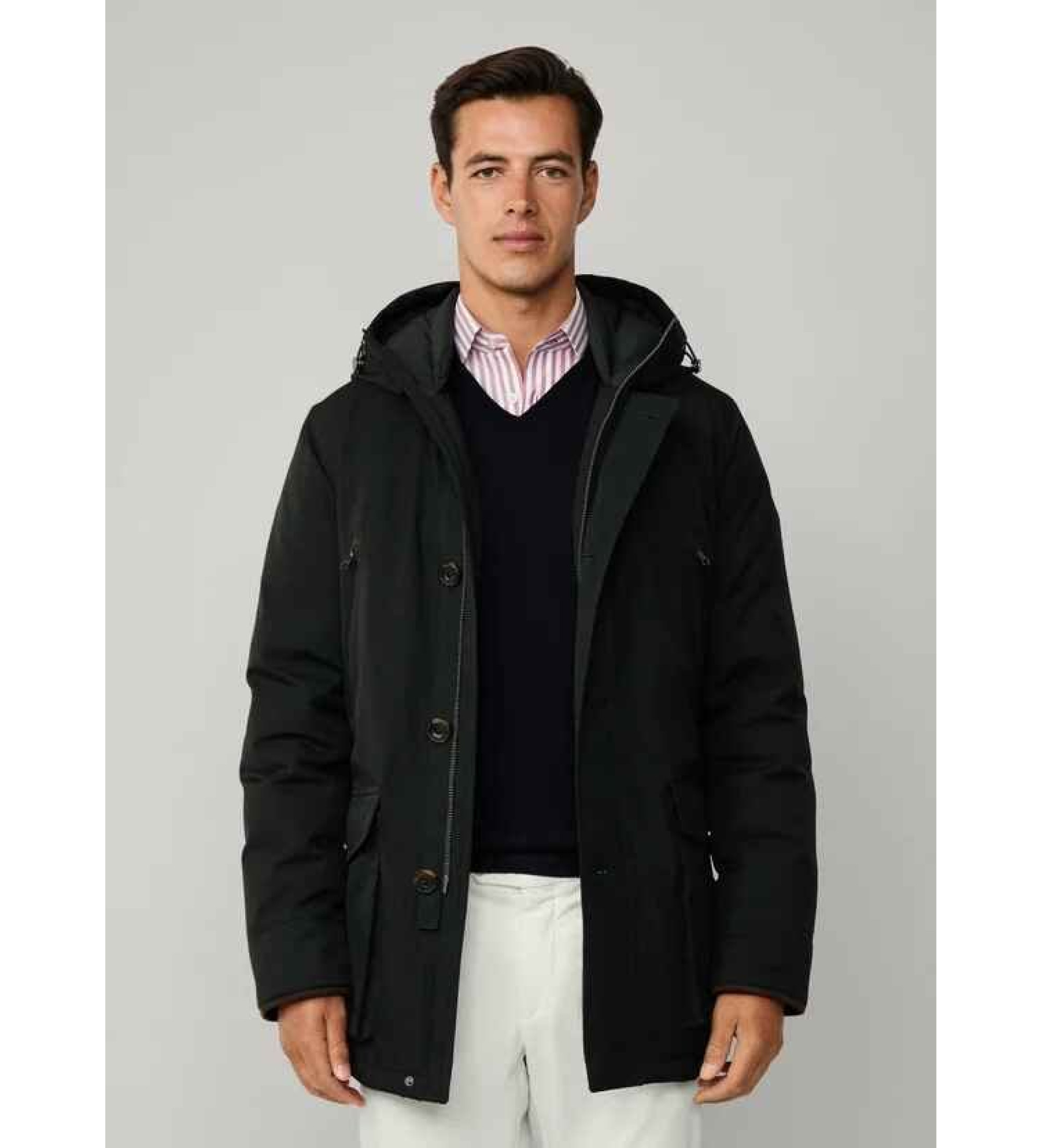 Hackett London für Herren. HM4000035 Hybrid Parka grün (L), Lässig, Polyester