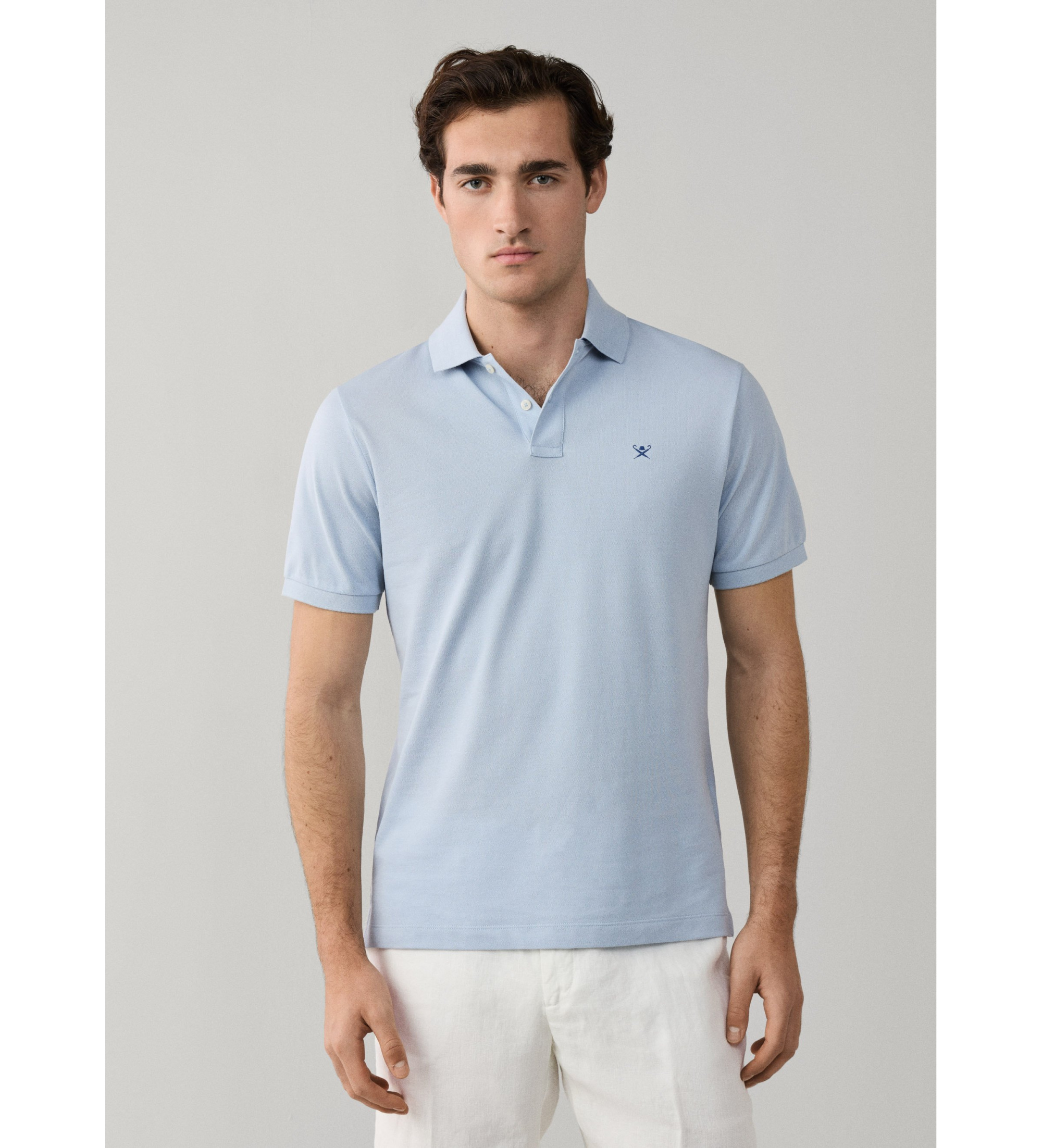 Hackett London für Herren. HM5600169 Polo Classic Fit Logo blau (XL), Lässig, Baumwolle, Kurzarm