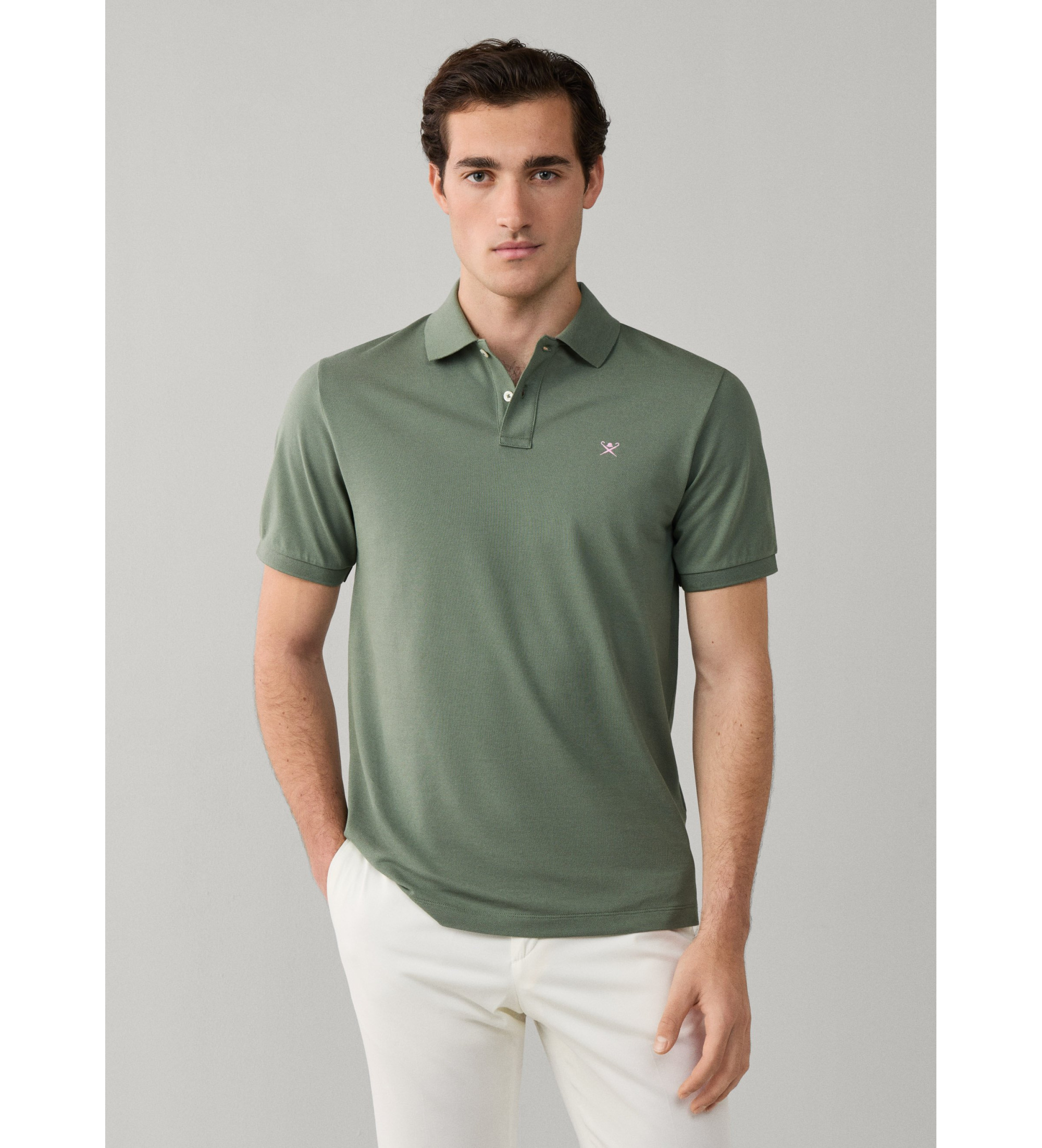 Hackett London für Herren. HM5600169 Polo Classic Fit Logo grün (XL), Lässig, Baumwolle, Kurzarm