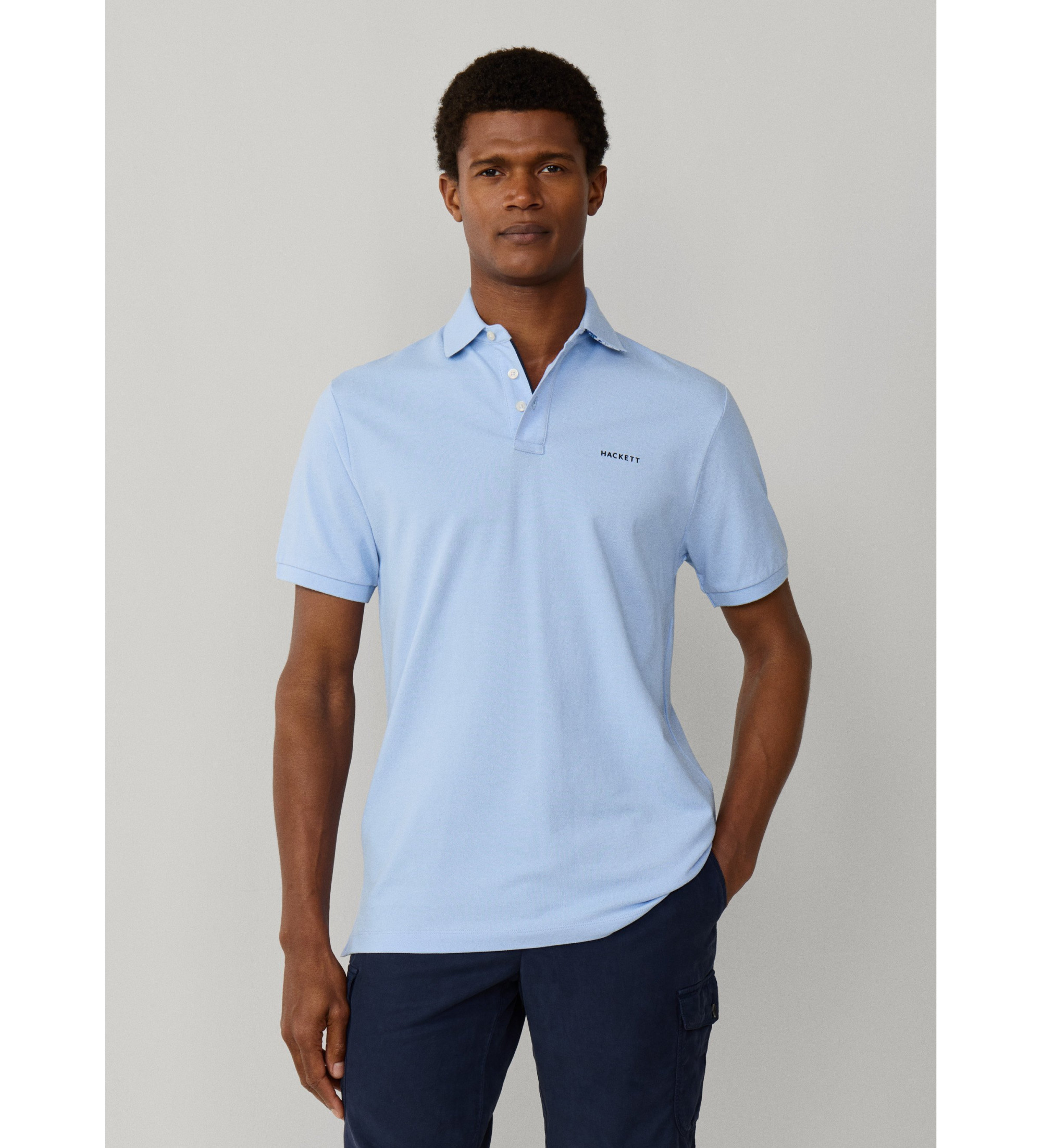 Hackett London für Herren. HM5600146 Poloshirt mit Strandbesatz Passform klassisch blau (S), Lässig, Baumwolle, Kurzarm