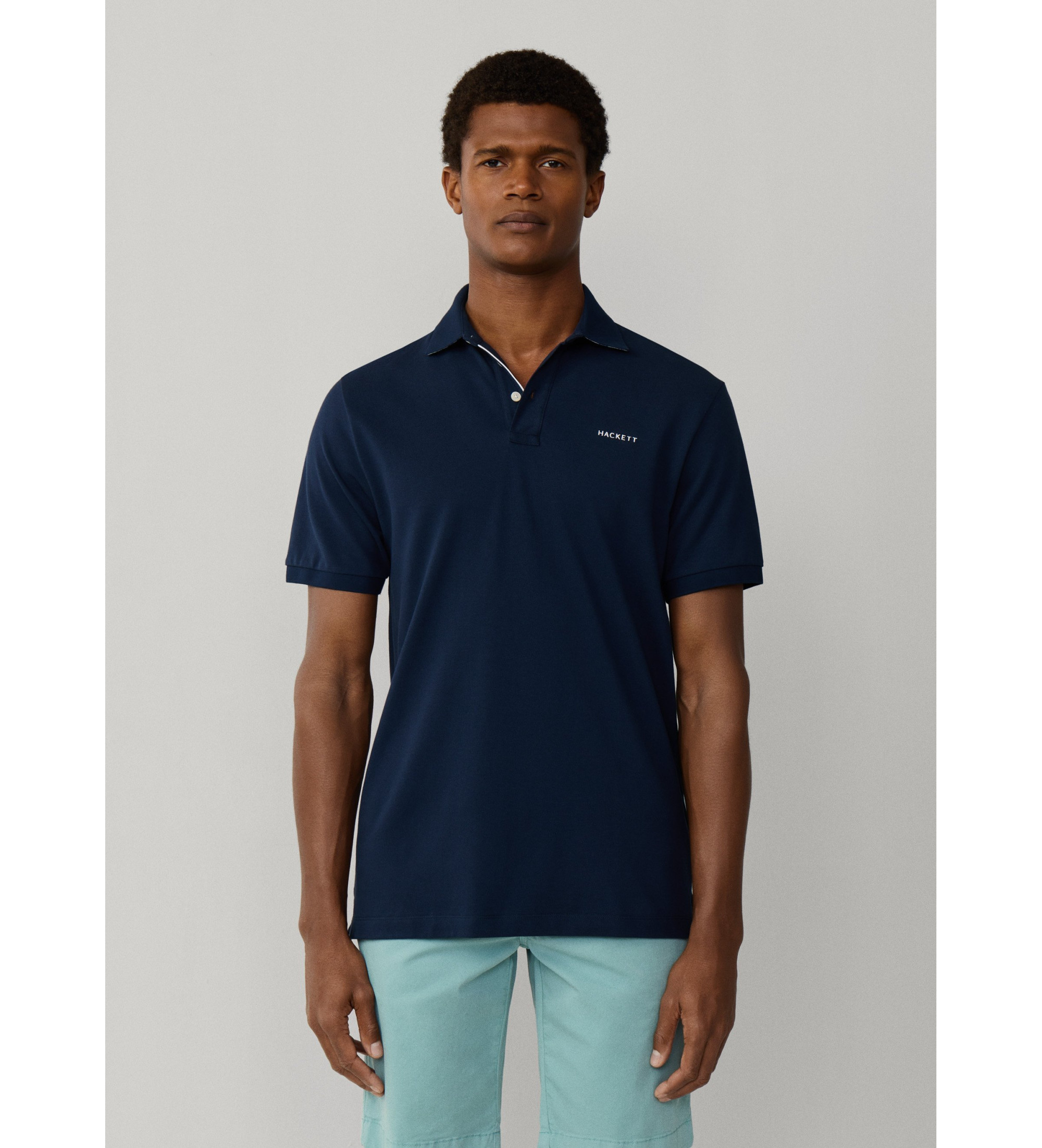 Hackett London für Herren. HM5600146 Poloshirt mit Strandbesatz Passform classic navy (S), Lässig, Baumwolle, Kurzarm, Marine