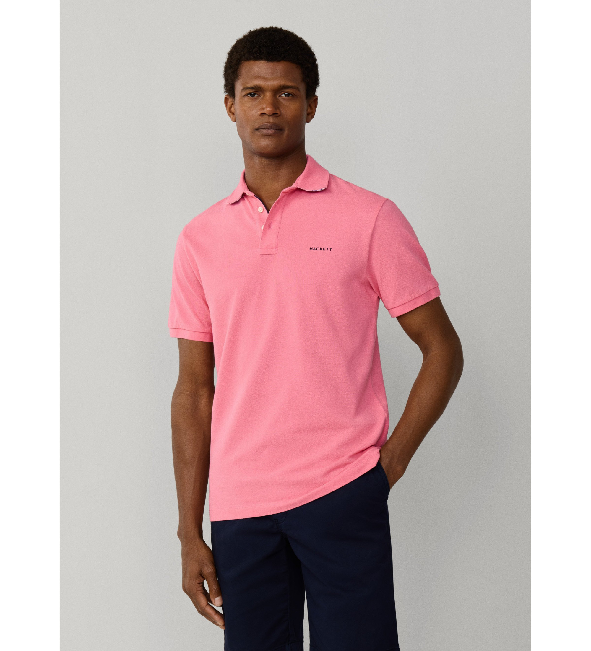 Hackett London für Herren. HM5600146 Poloshirt mit Strandbesatz Passform classic fit rosa (S), Lässig, Baumwolle, Kurzarm
