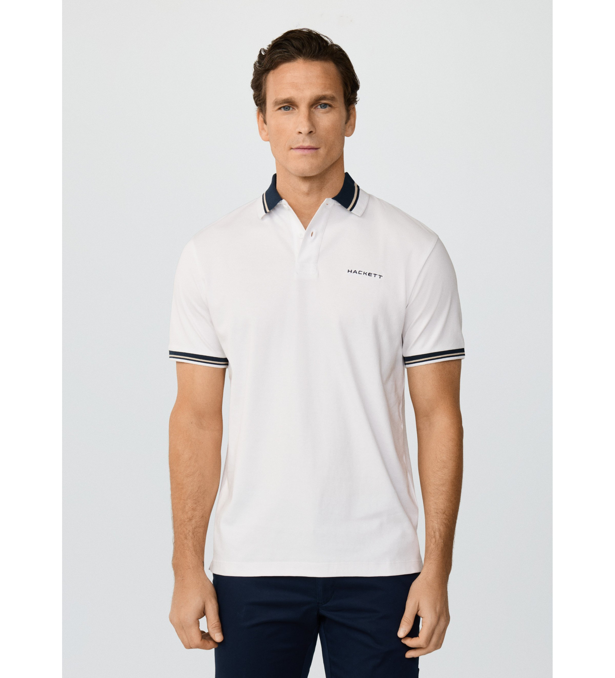 Hackett London für Herren. HM5600149 Klassisches Poloshirt mit Club Fit Kragen weiß (M), Lässig, Baumwolle, Kurzarm