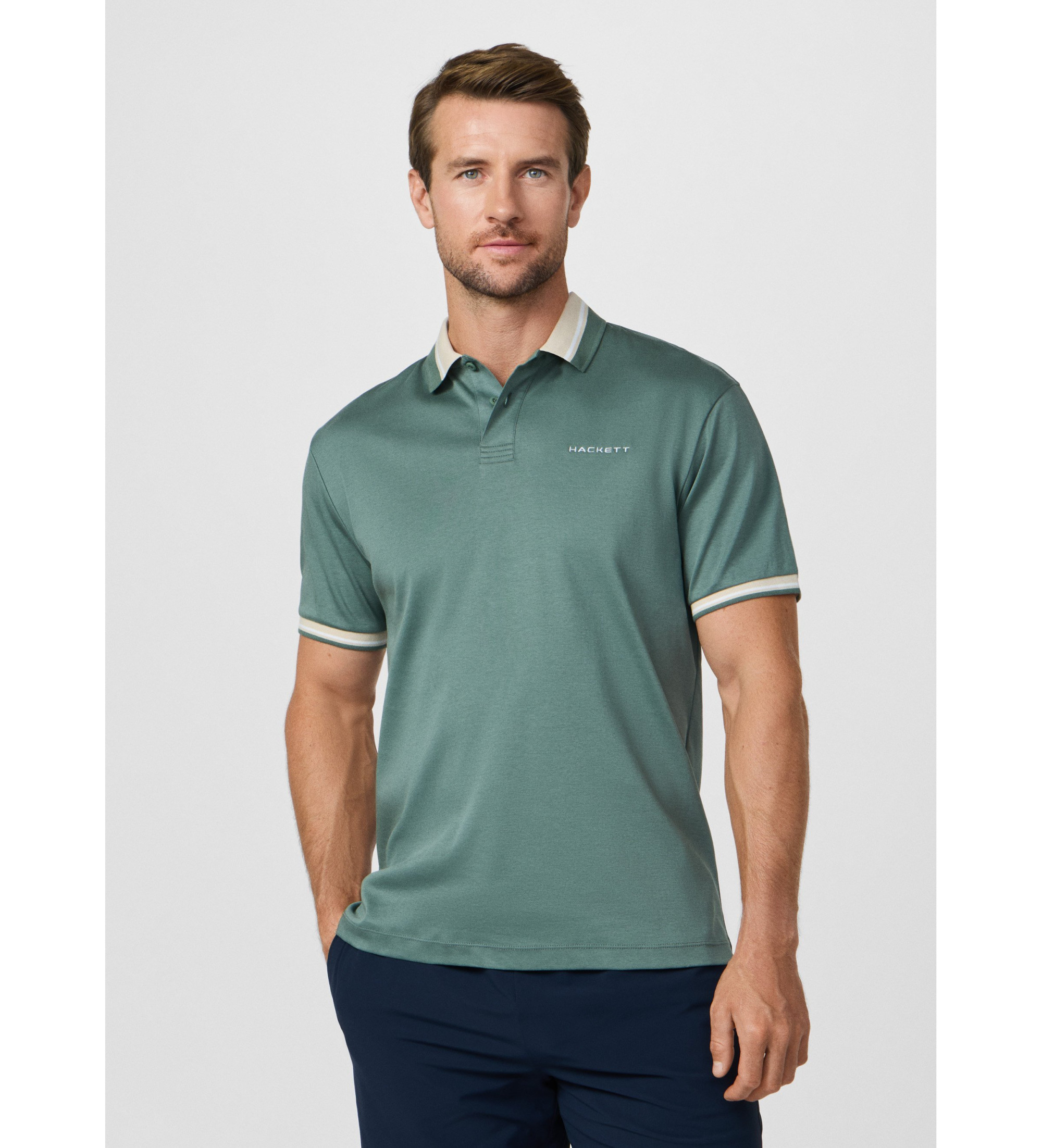 Hackett London für Herren. HM5600149 Club Fit Kragen Poloshirt klassisch grün (M), Lässig, Baumwolle, Kurzarm