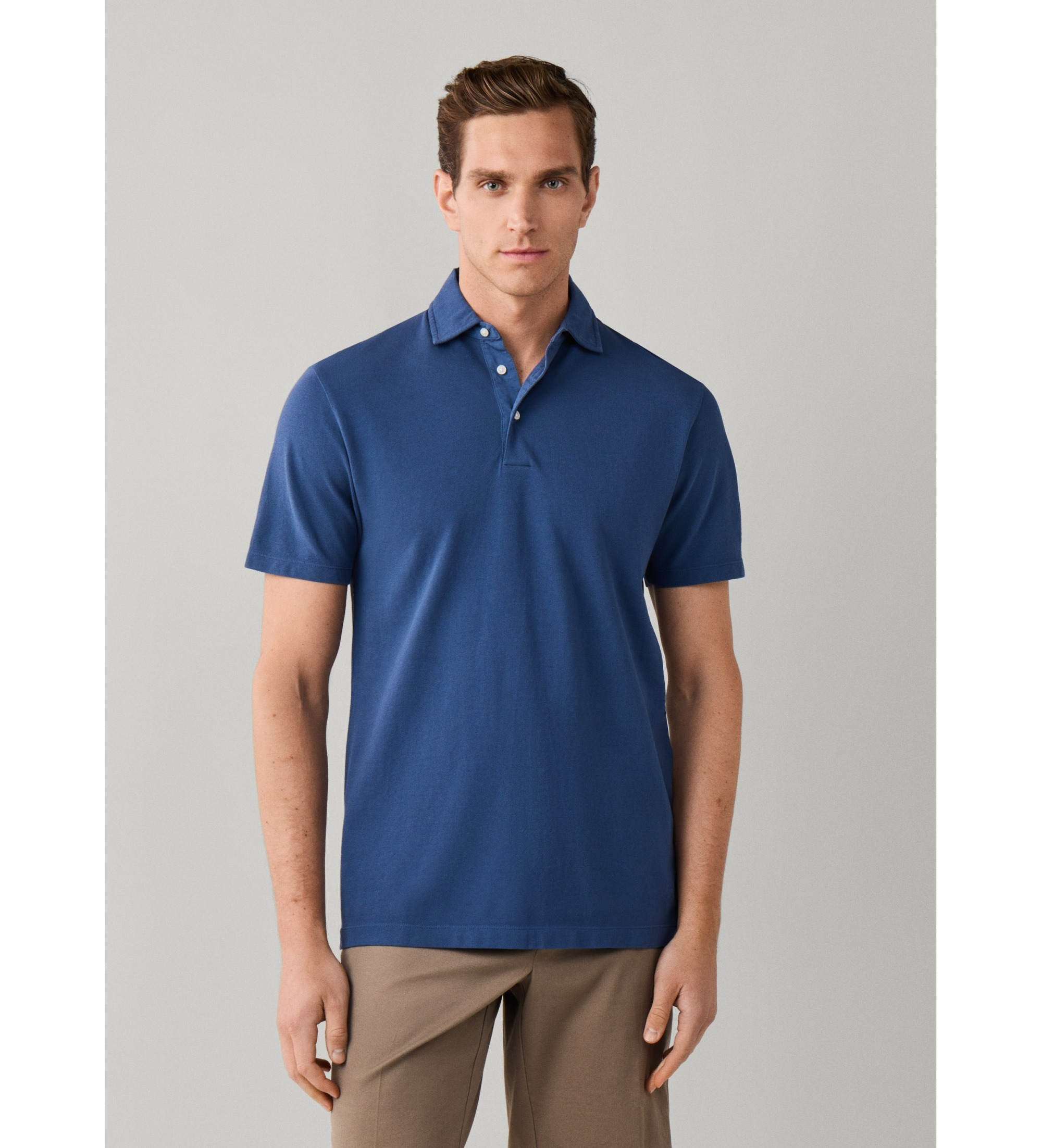 Hackett London für Herren. HM5600201 Gmd-Polohemd aus Piqué, blau (M), Lässig, Baumwolle, Kurzarm