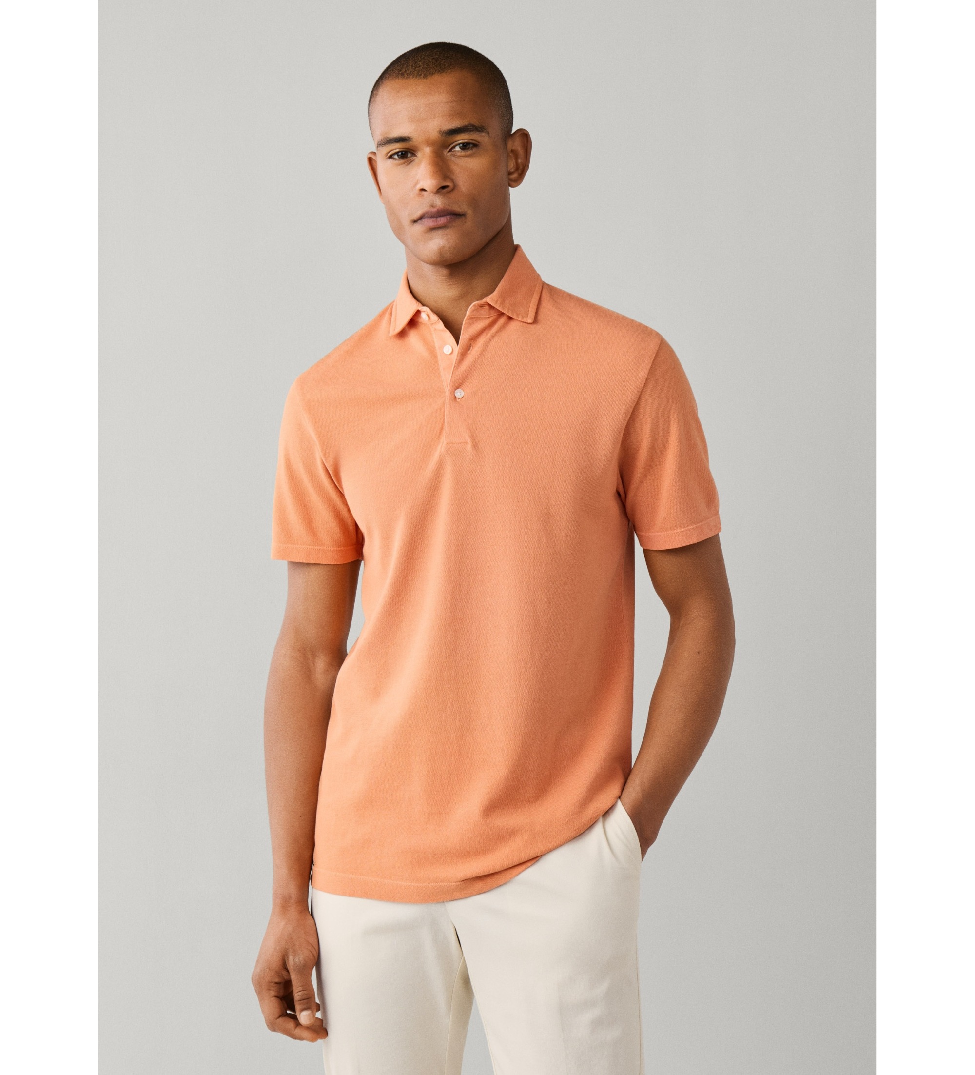 Hackett London für Herren. HM5600201 Gmd-Polohemd aus Piqué, orange (M), Lässig, Baumwolle, Kurzarm