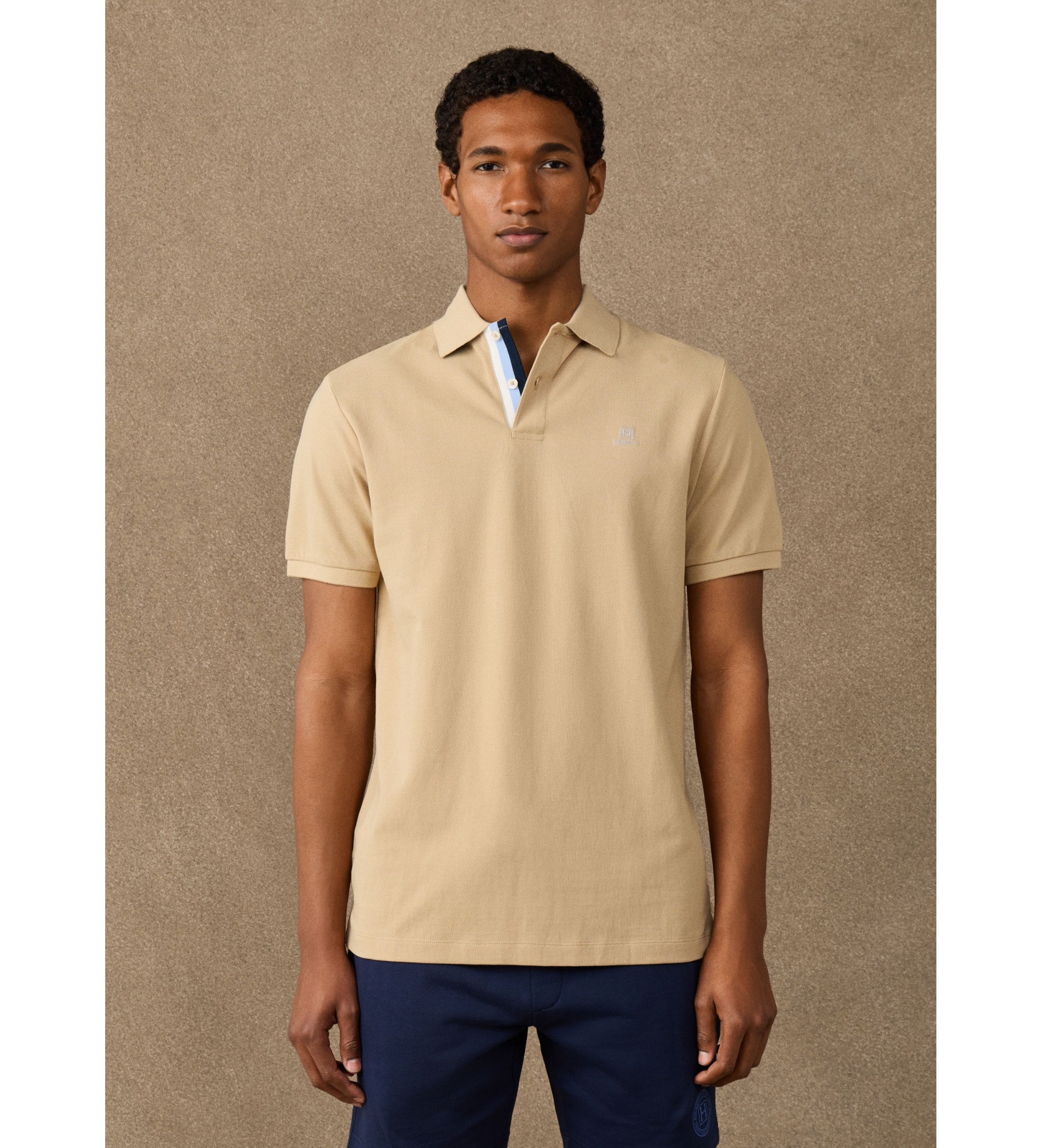 Hackett London für Herren. HM5600184 Polo H Tape, beige (M), Lässig, Baumwolle, Kurzarm