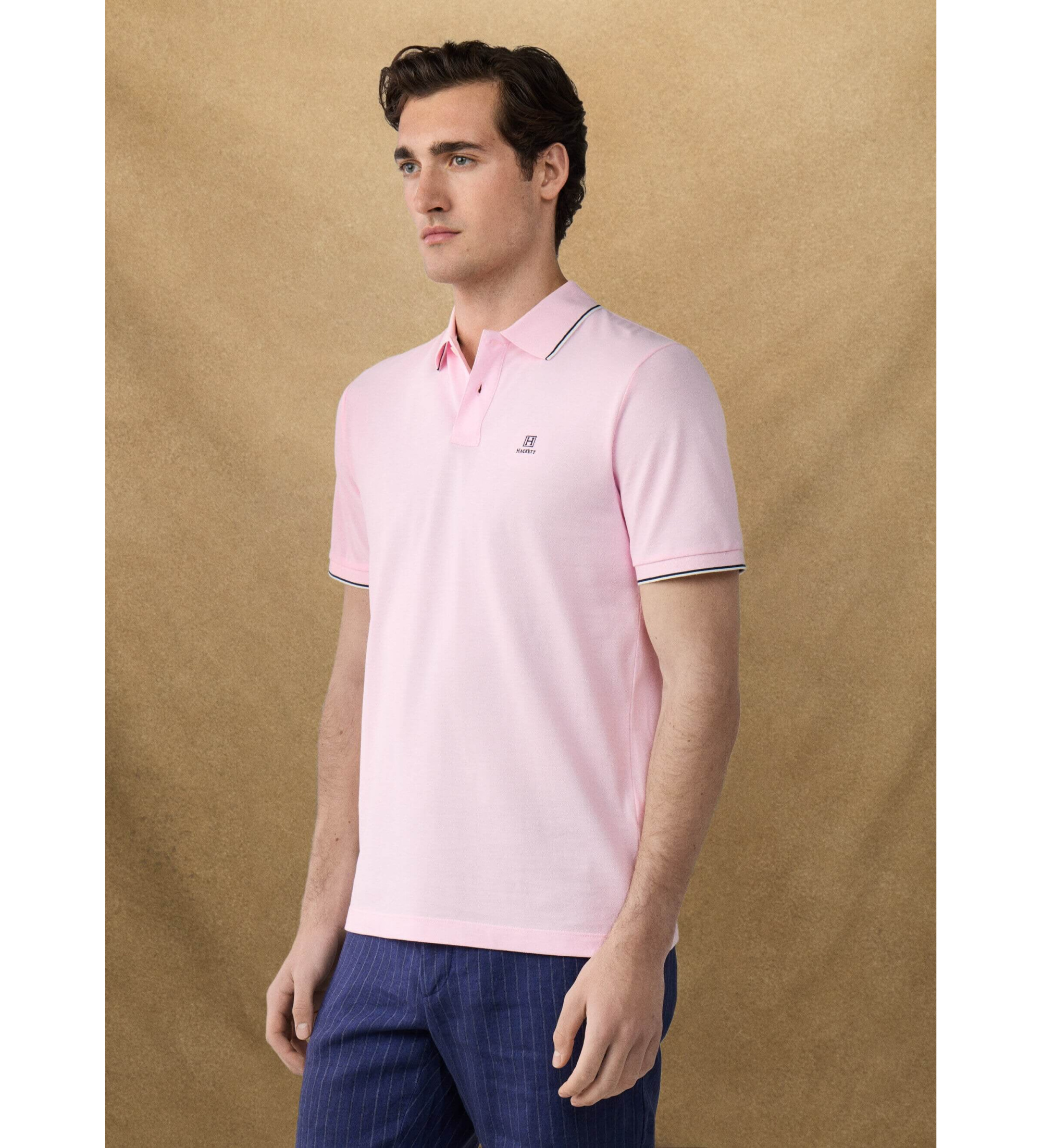 Hackett London für Herren. HM5600136 Heritage Fit Polo Klassisch Rosa (S), Lässig, Baumwolle, Kurzarm