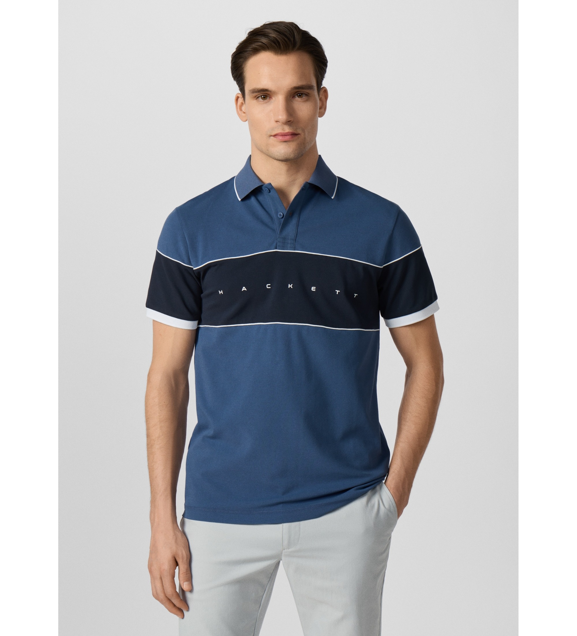 Hackett London für Herren. HM5600192 Polo Hs Multi blau (S), Lässig, Baumwolle, Kurzarm