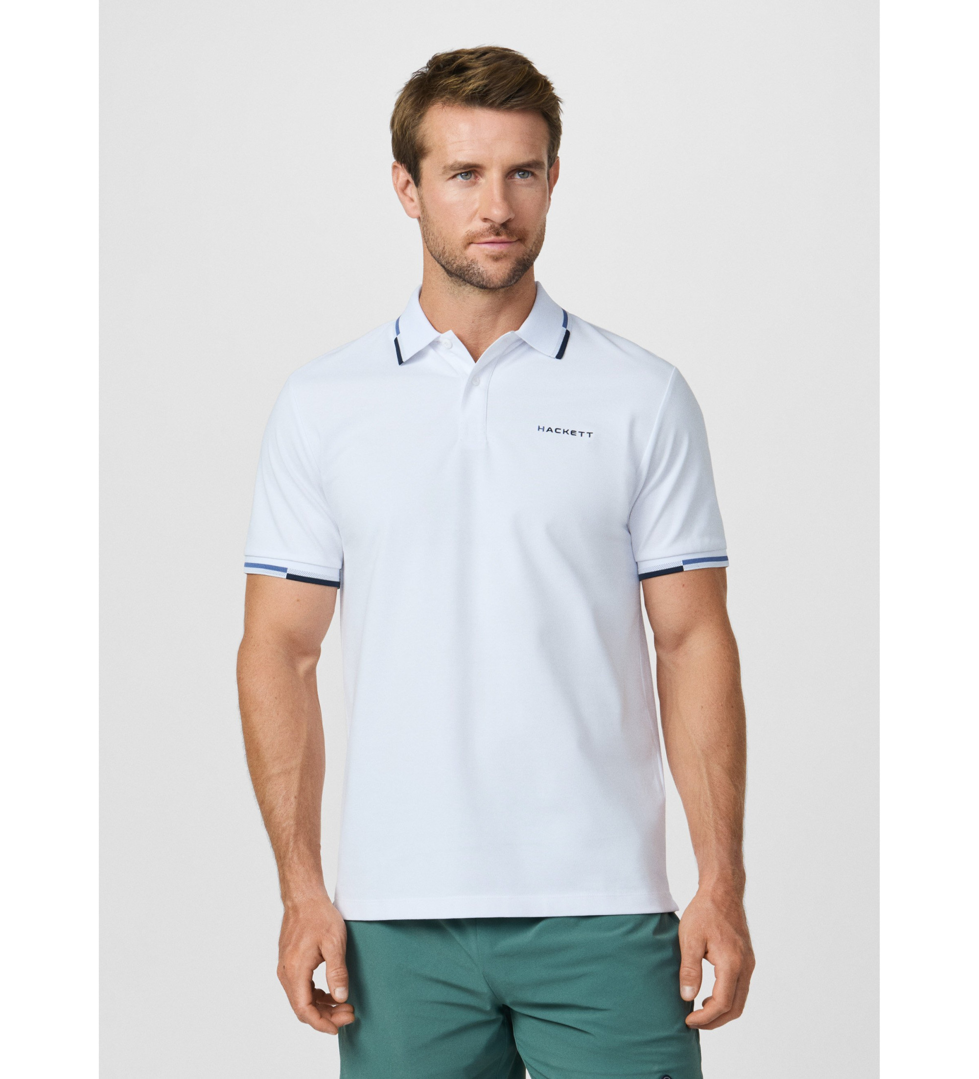 Hackett London für Herren. HM5600144 Kurzarm-Poloshirt mit klassischer Passform weiß (XXL), Lässig, Baumwolle
