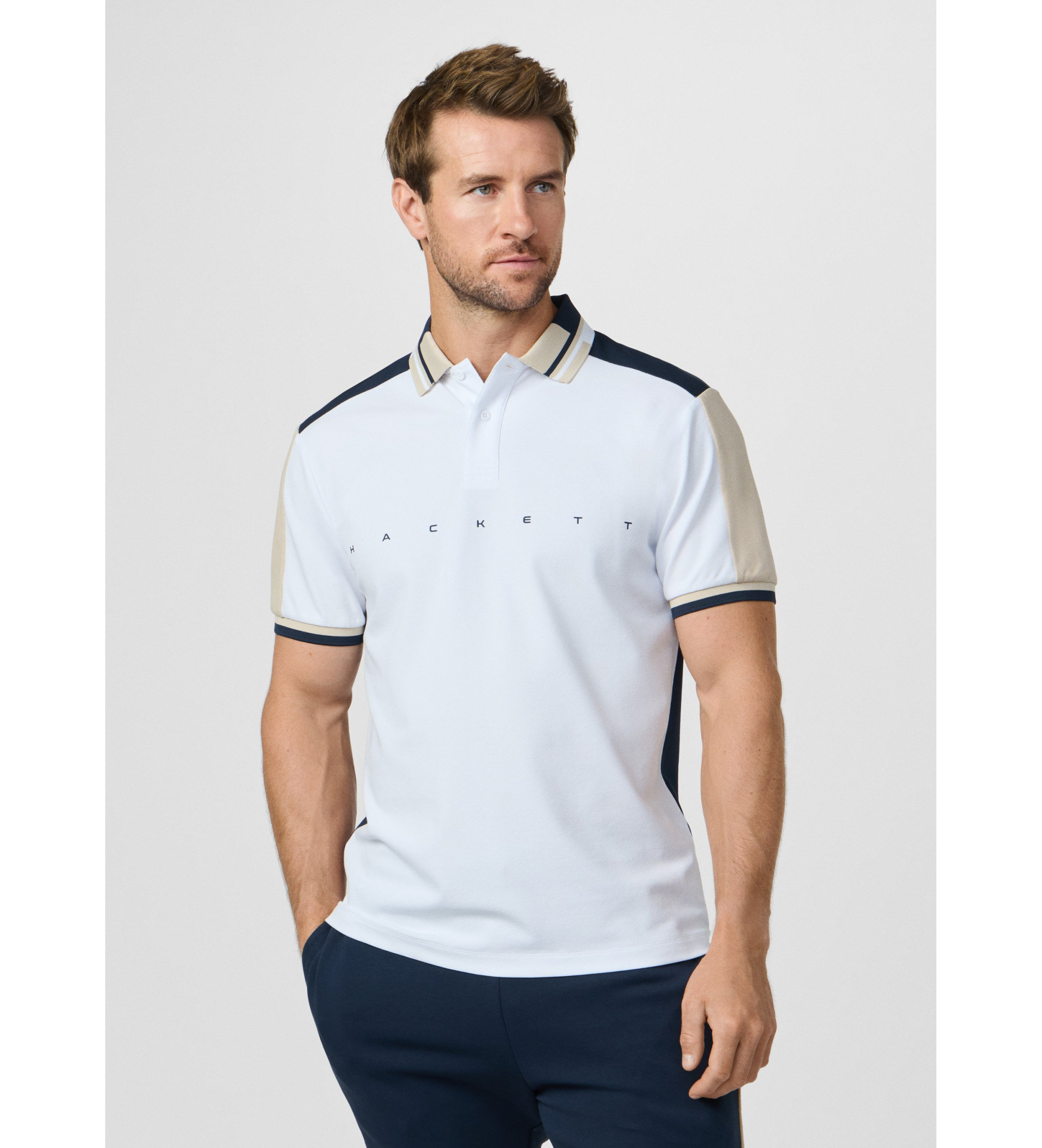 Hackett London für Herren. HM5600118 Polo Multi Fit Klassisch weiß (S), Lässig, Sportlich, Baumwolle, Kurzarm