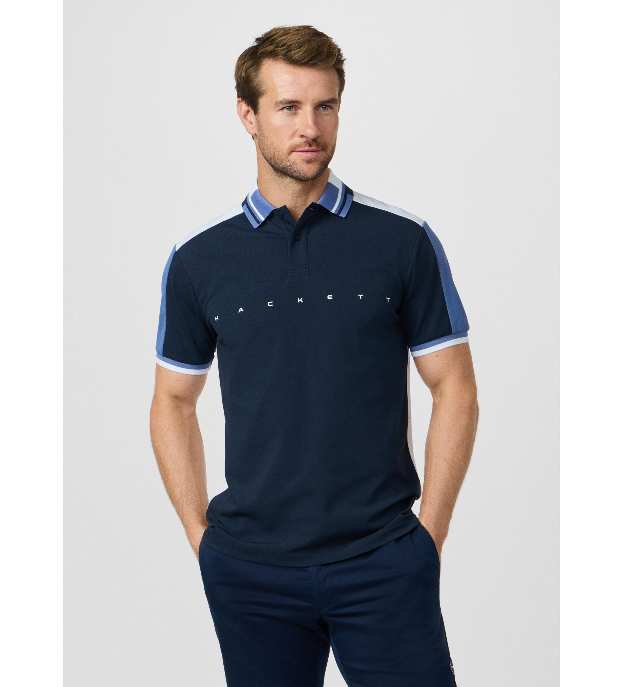 Hackett London für Herren. HM5600118 Polo Multi Fit Klassisch navy (M), Lässig, Sportlich, Baumwolle, Kurzarm, Marine
