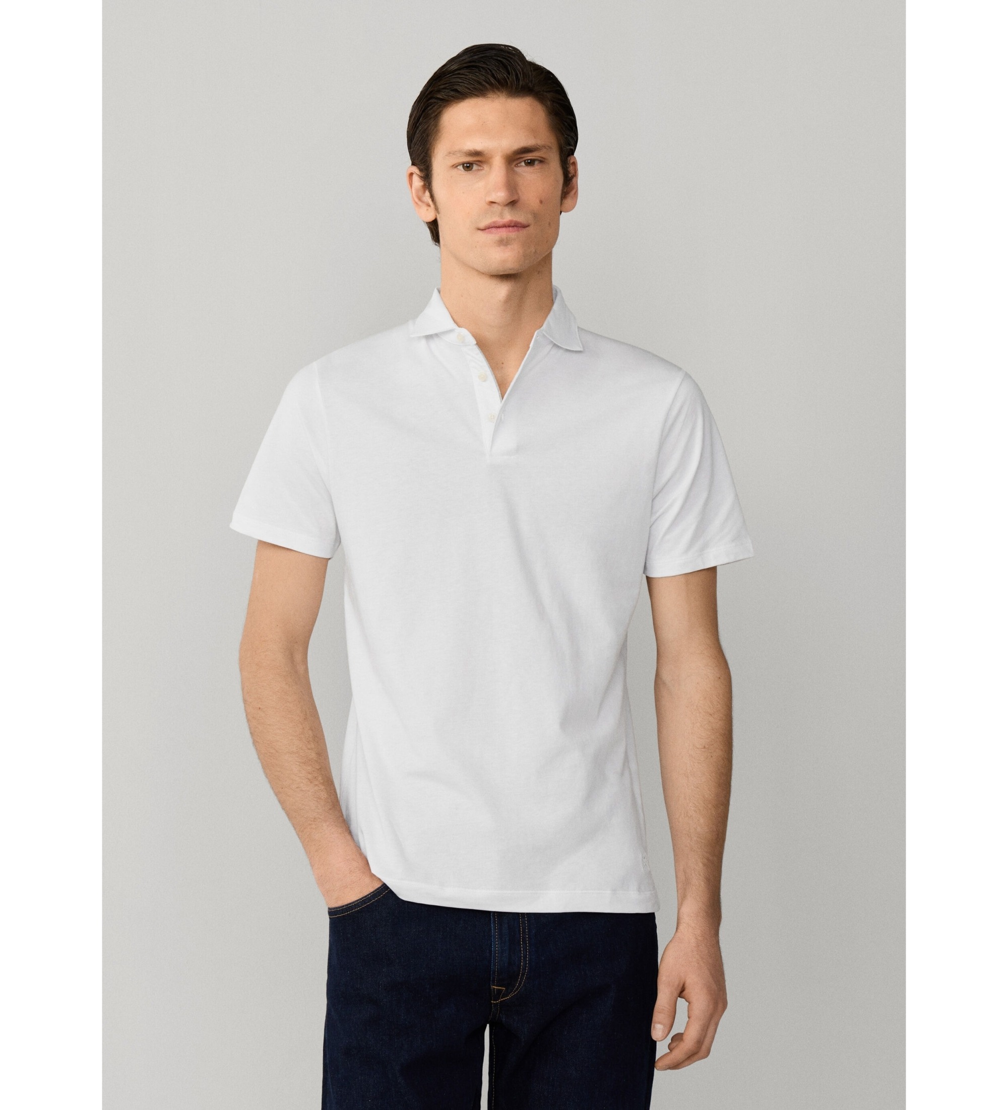 Hackett London für Herren. HM5600098 Weißes Pima-Poloshirt (M), Lässig, Baumwolle, Kurzarm